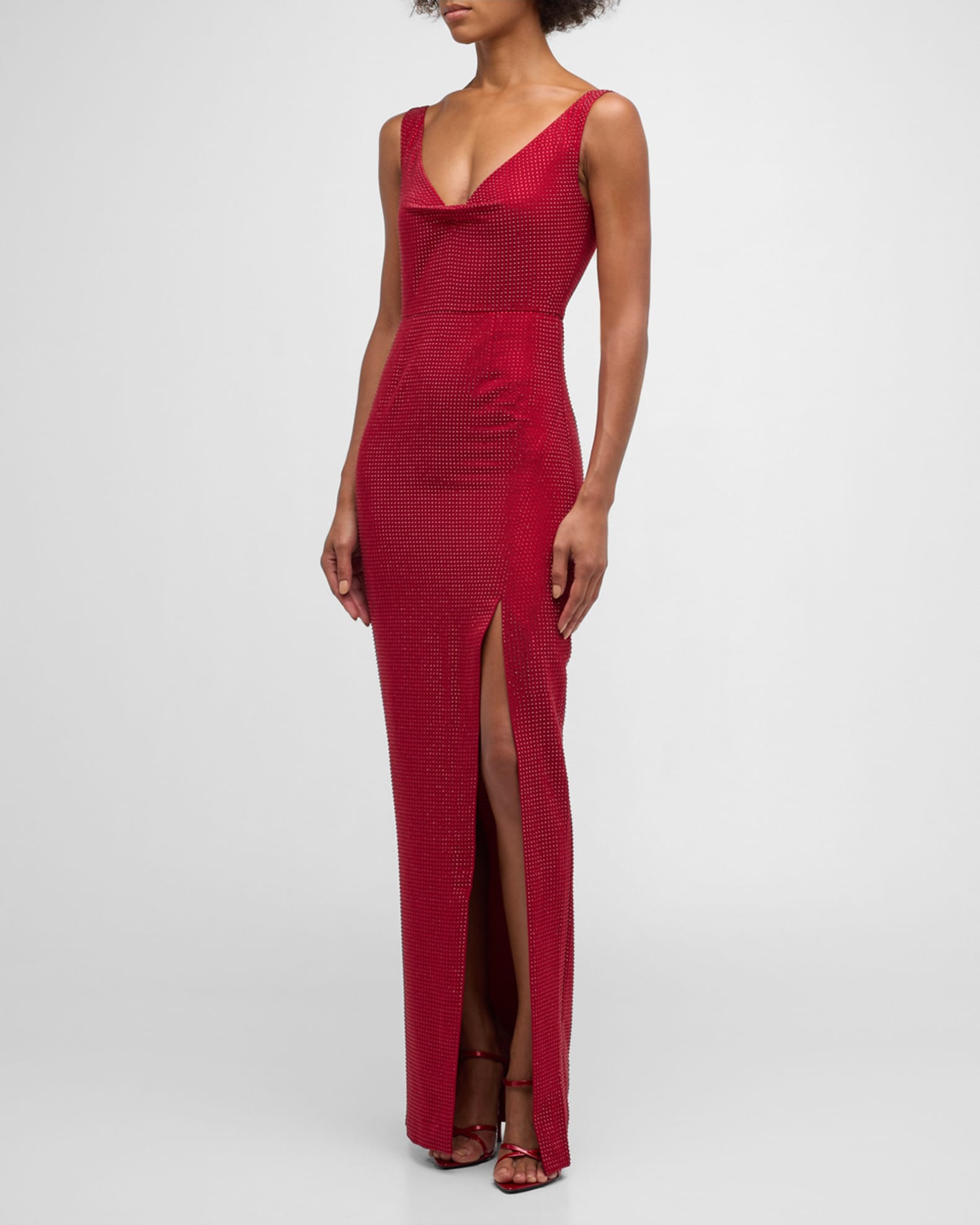 ROLAND MOURET ASYMMETRIC DIAMANTÉ GOWN