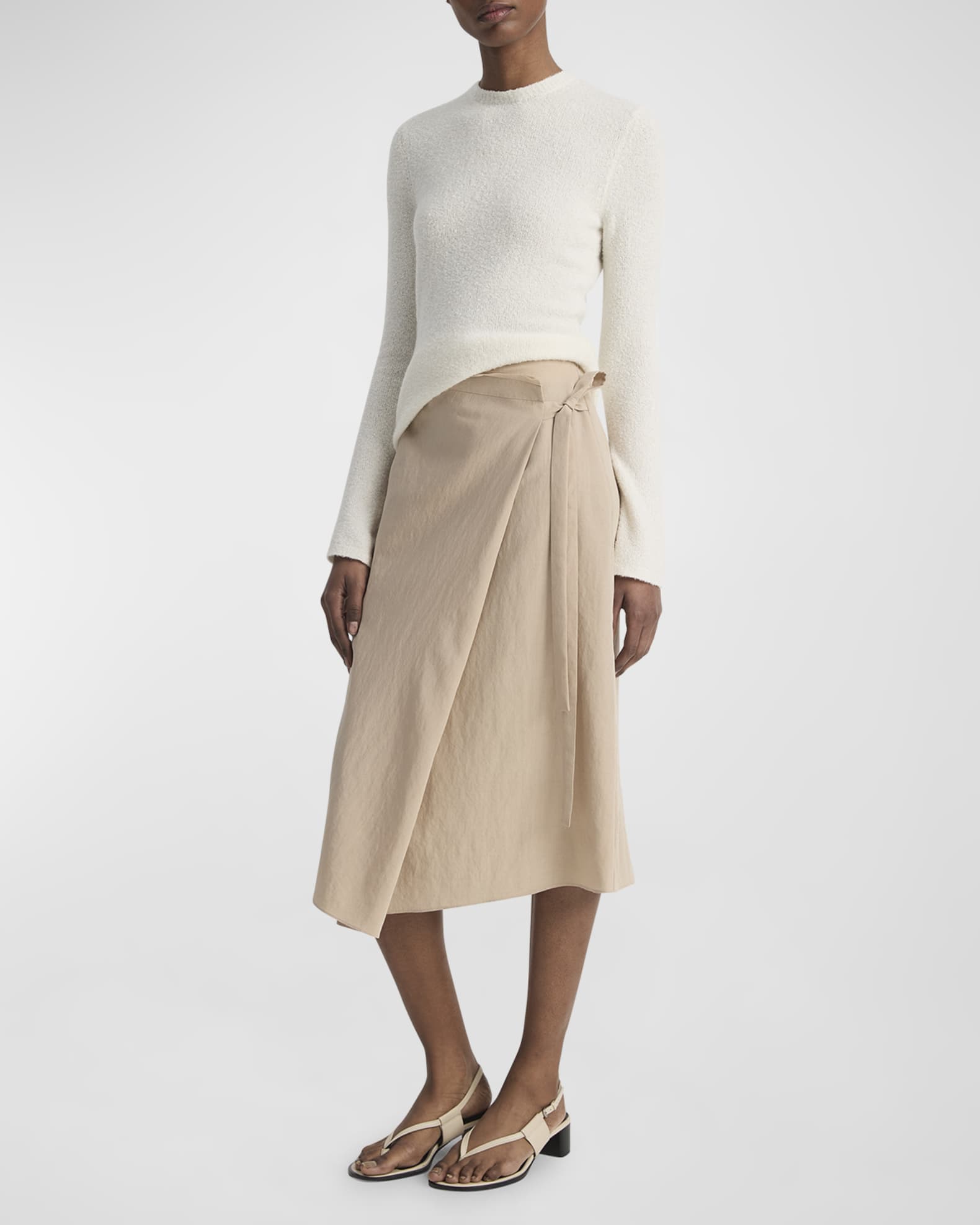 Stretch Cotton Asymmetrical Midi Skirt main image 1