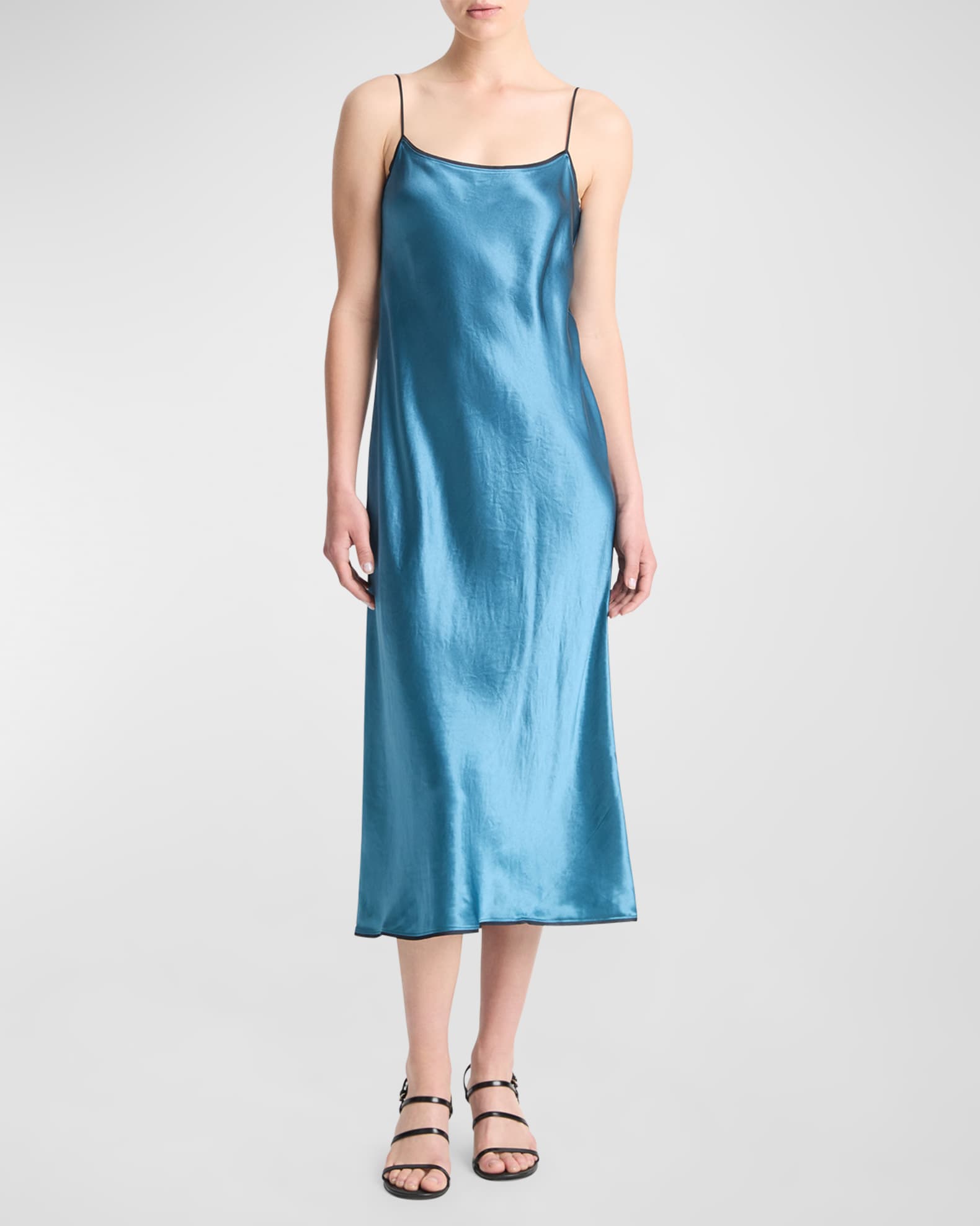 Vince Tipped Satin Midi Slip Dress