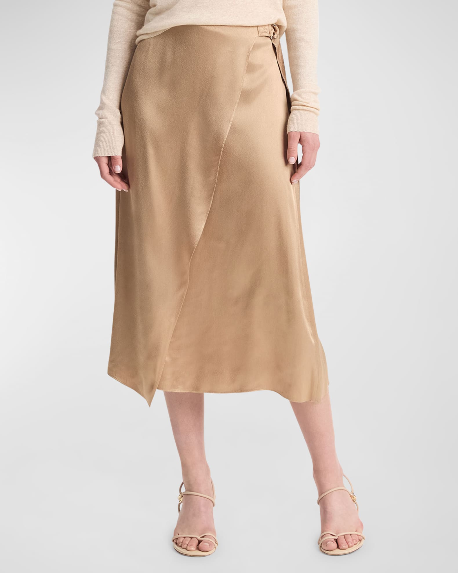 Vince Draped D-Ring Midi Wrap Skirt
