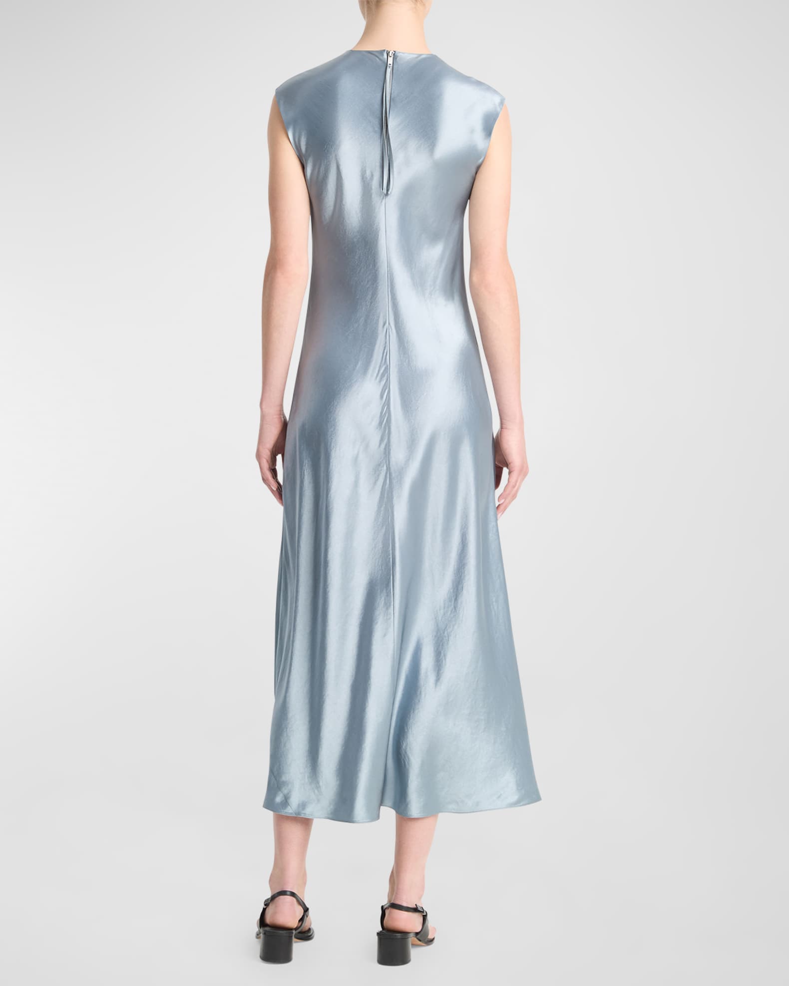 Women s Satin Bias Cap Sleeve Dress Harbor Size L Vince