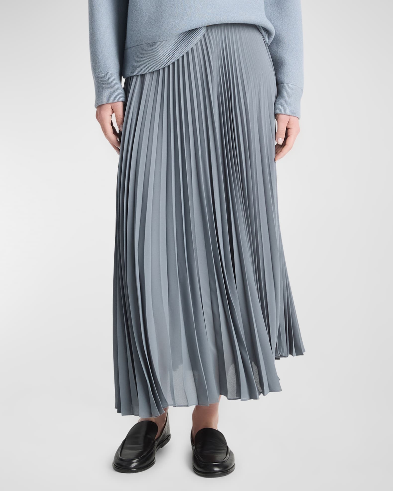 Vince Draped Pleated Midi Skirt