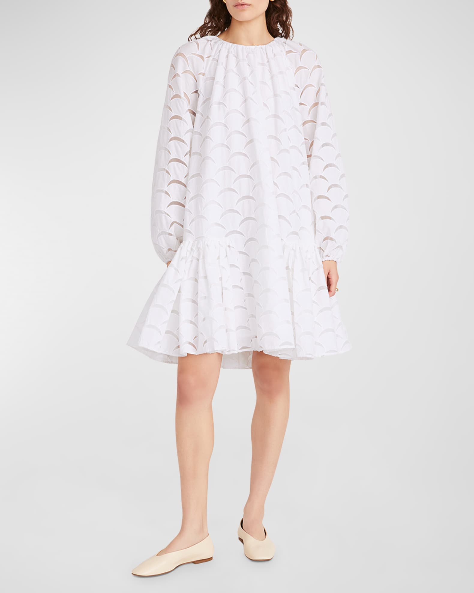 Merlette Women s Emile Embroidered Sheer Inset Flounce Mini Dress