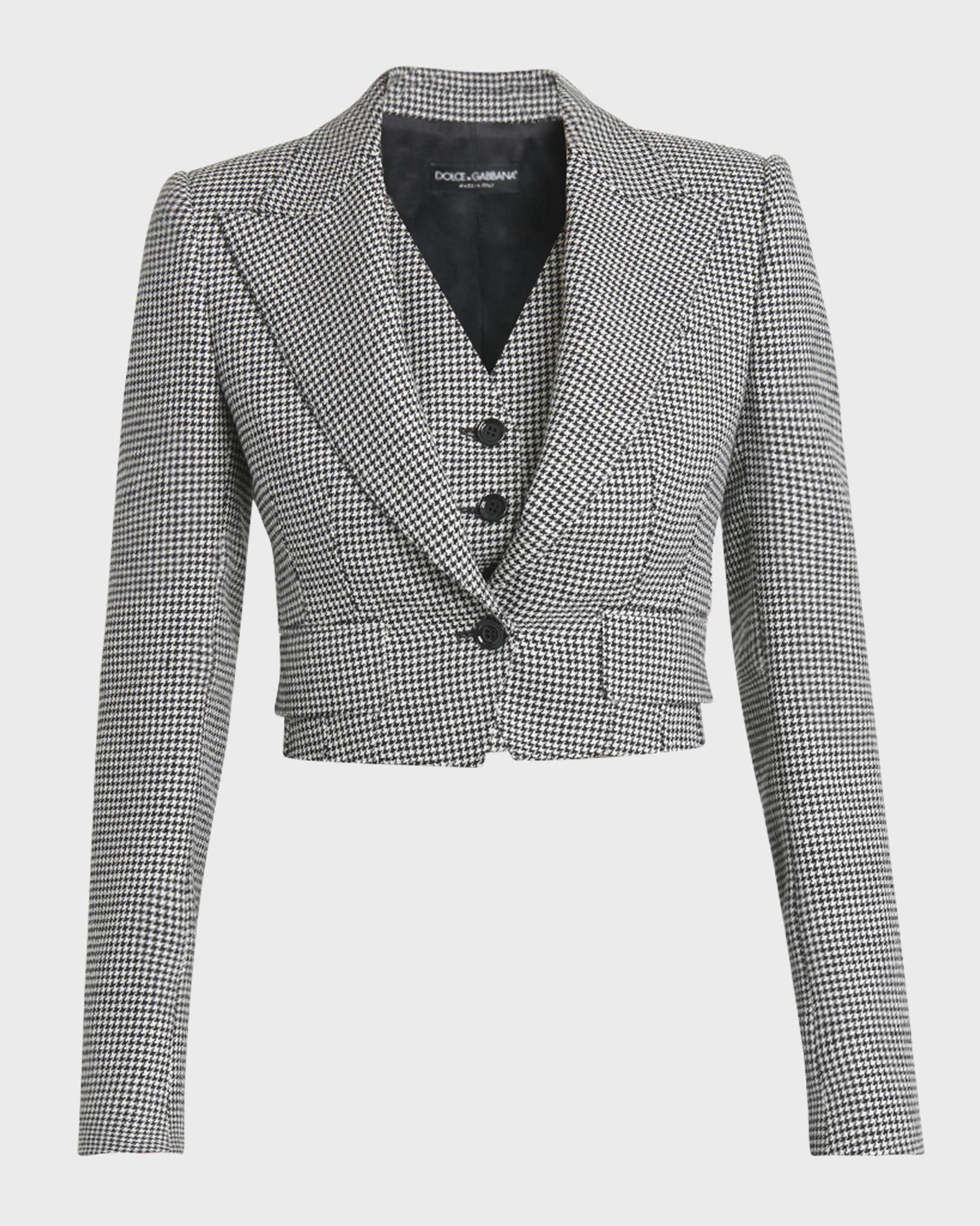 Dolce&Gabbana Wool Pied De Poule Cropped Jacket | Neiman Marcus