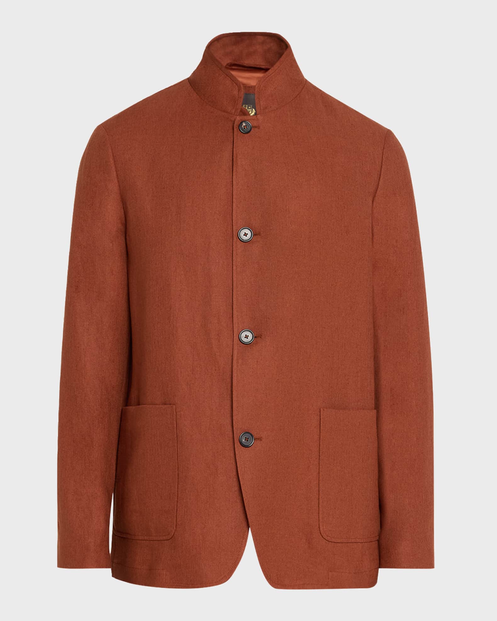 Loro Piana Men s Spagna Band Collar Jacket Kokuto Sugar Men s 2X L Coats Jackets Outerwear Zip Front Jackets
