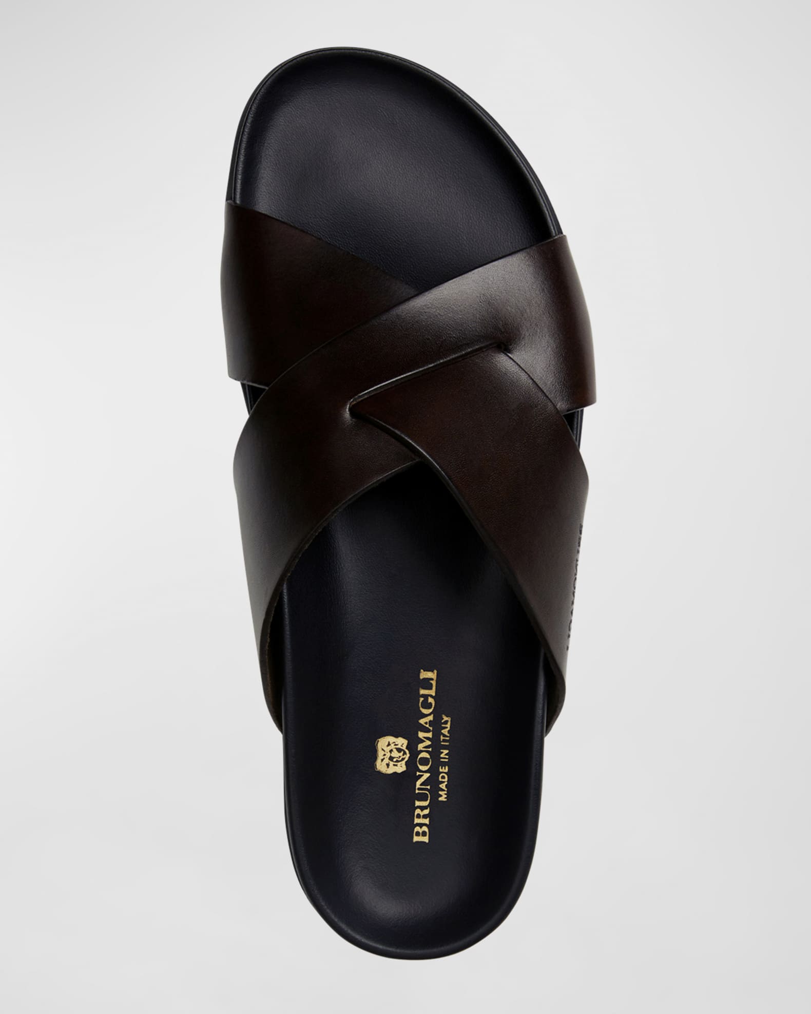 Bruno Magli Men s Bologna Leather Crisscross Slide Sandals Neiman Marcus