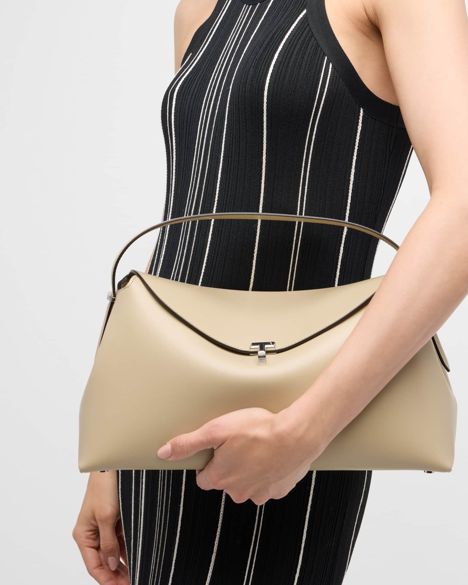 Toteme T-Lock Leather Top-Handle Bag | Neiman Marcus