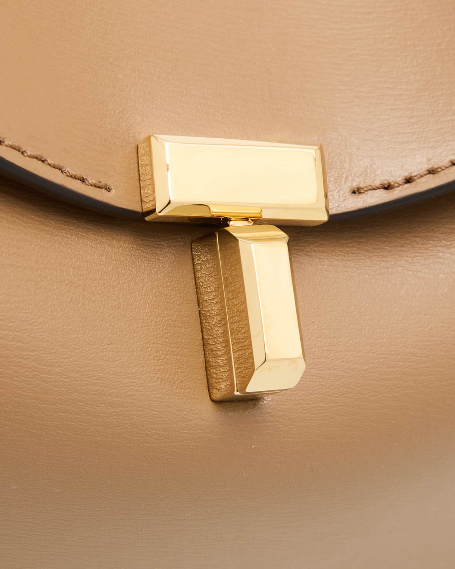 Toteme T-Lock Leather Clutch Bag | Neiman Marcus