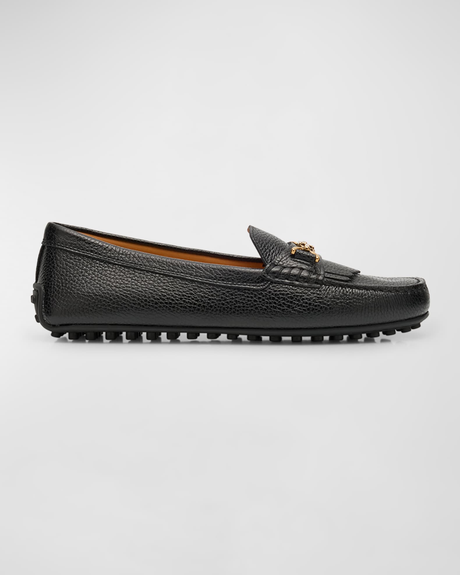 Tod's Leather T-Ring Kiltie Driver Loafers