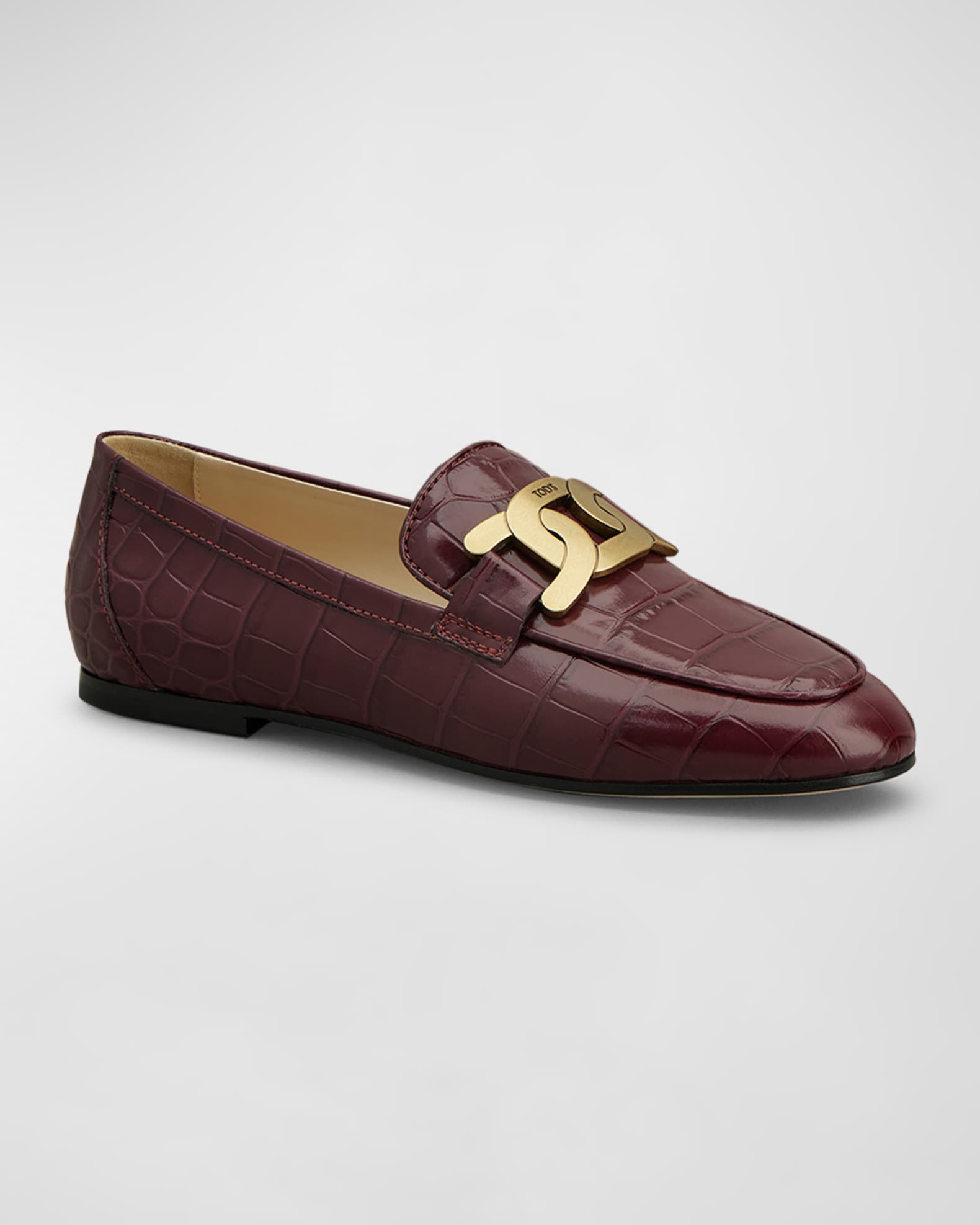 Croco Chain Slip-On Loafers 1