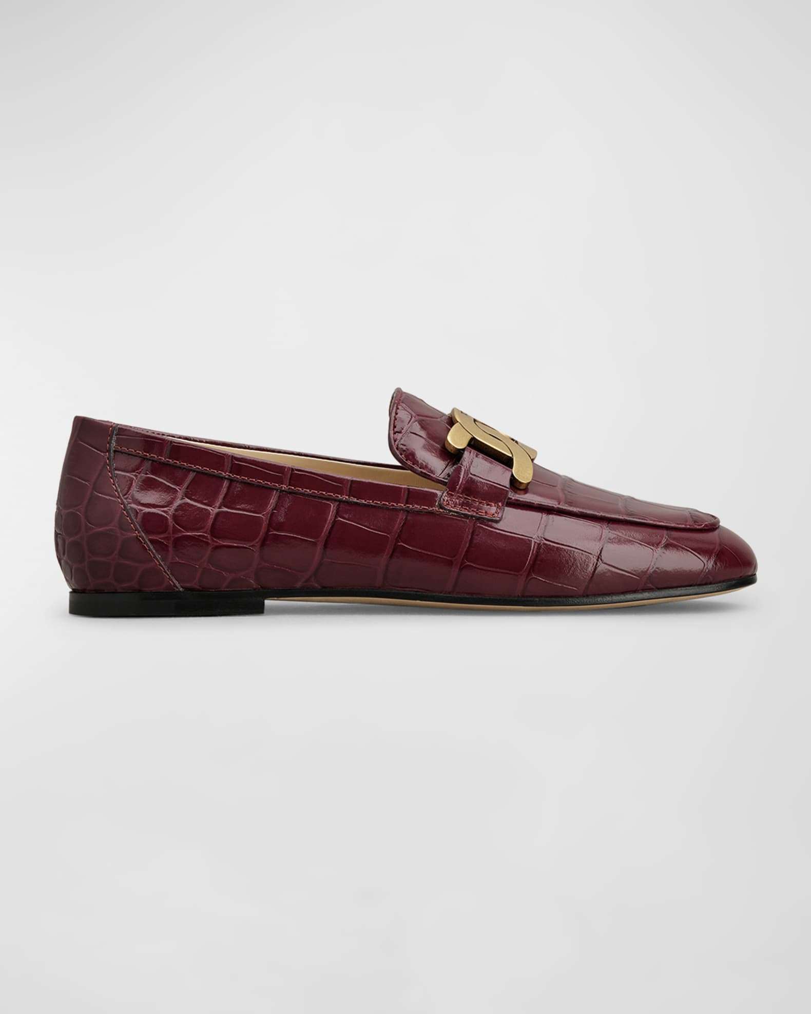 Croco Chain Slip-On Loafers 0