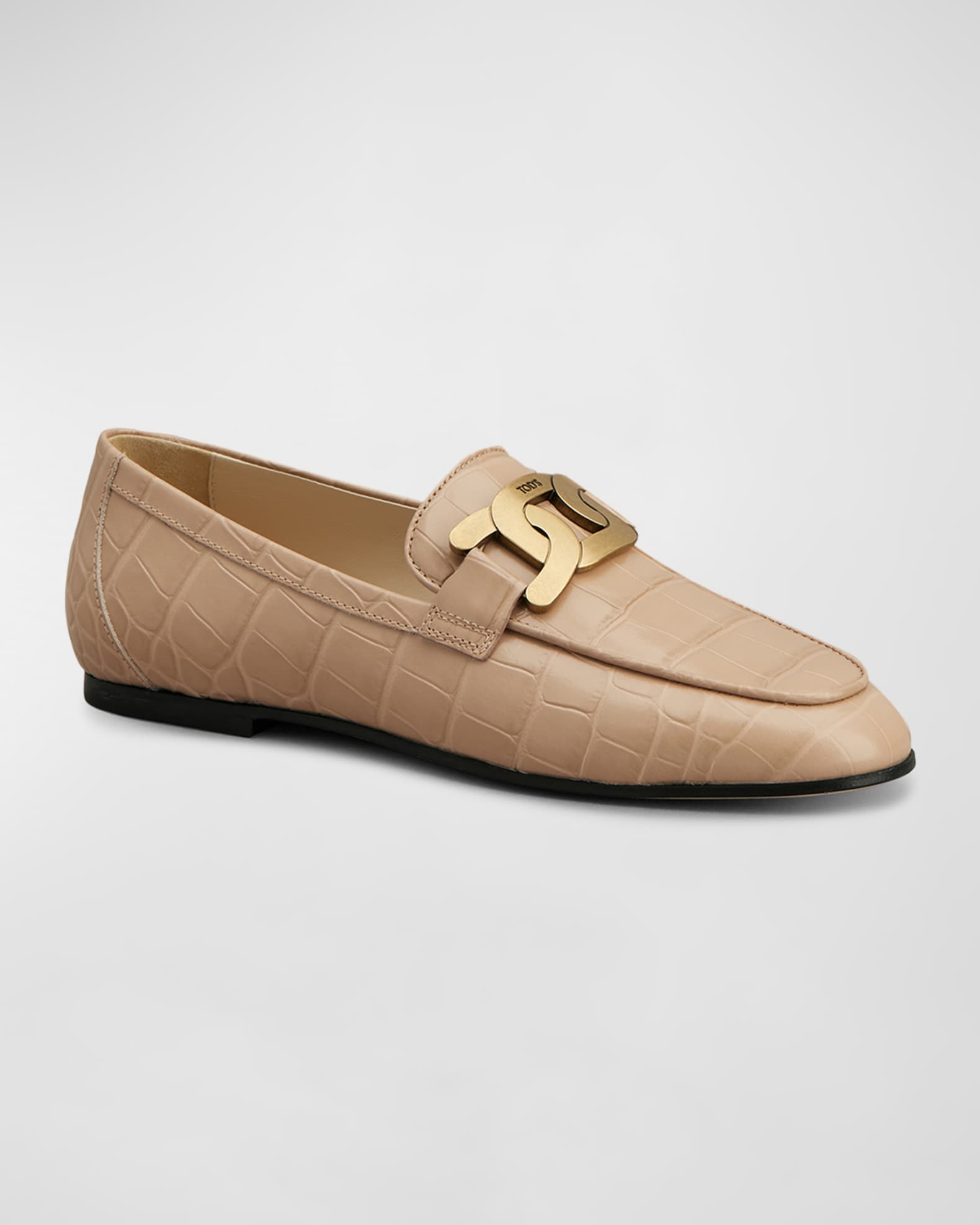 Croco Chain Slip-On Loafers 1