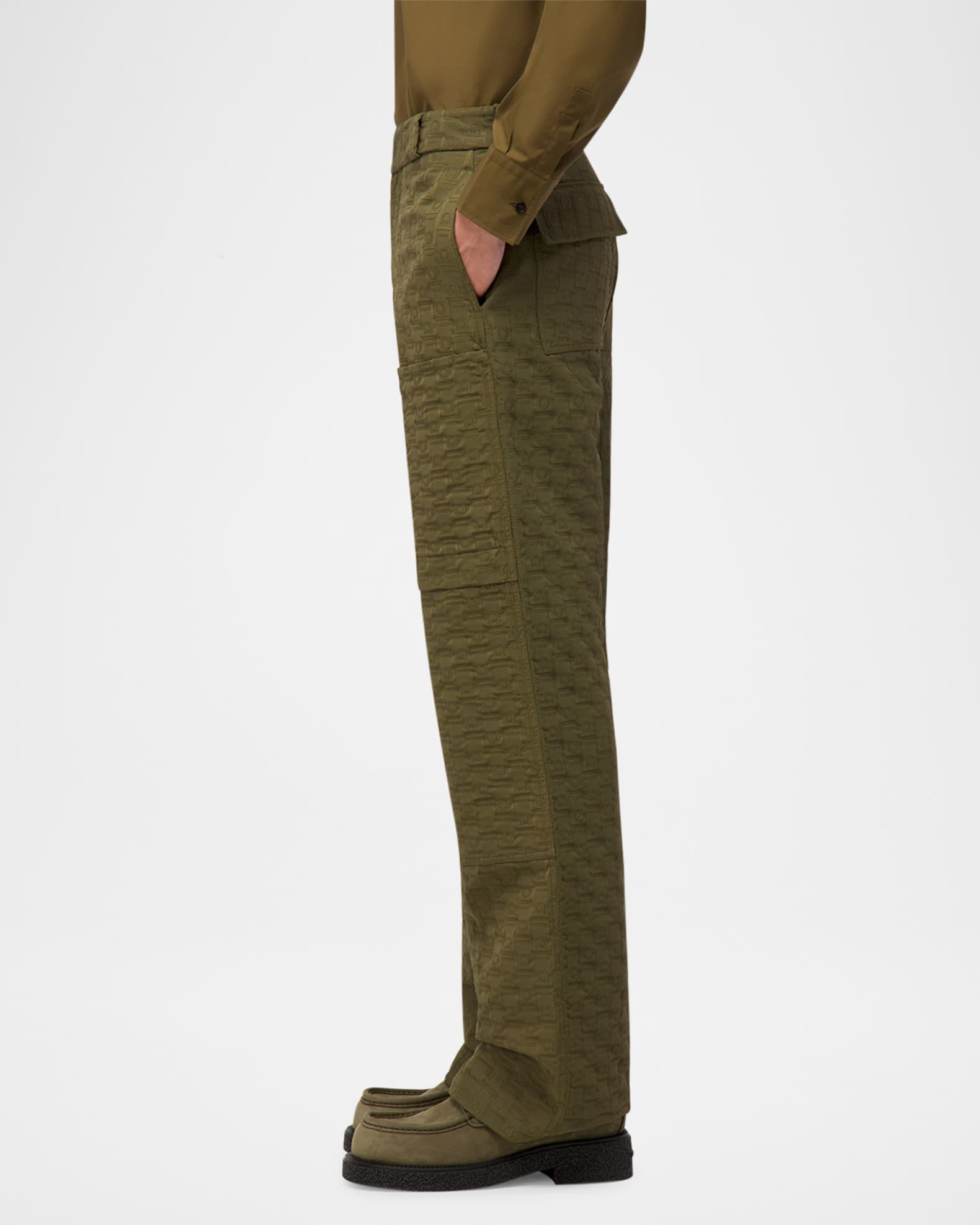 Ferragamo Men's Monogram Jacquard Cargo Pants | Neiman Marcus