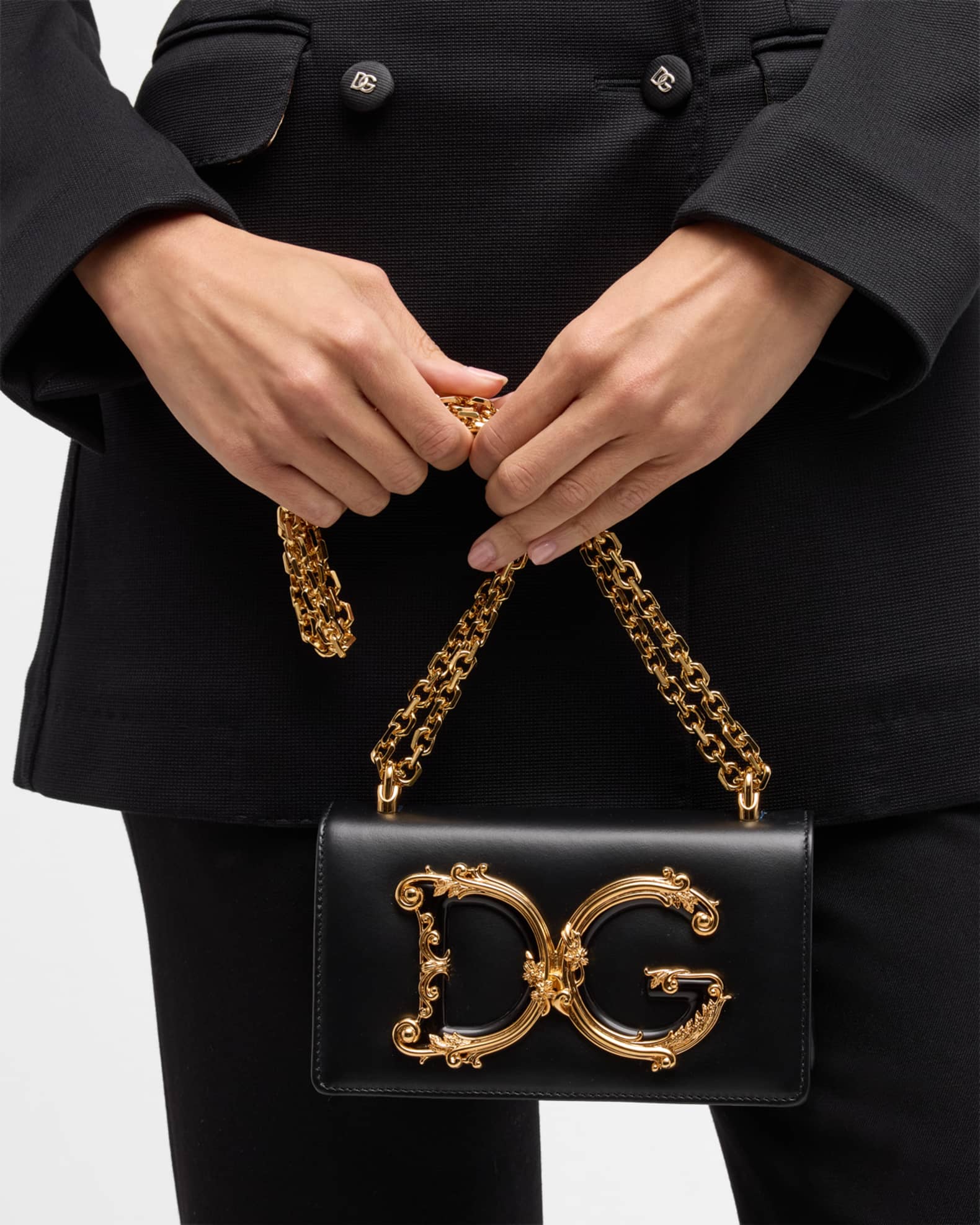 Dolce&Gabbana Barocco Phone Leather Crossbody Bag | Neiman Marcus