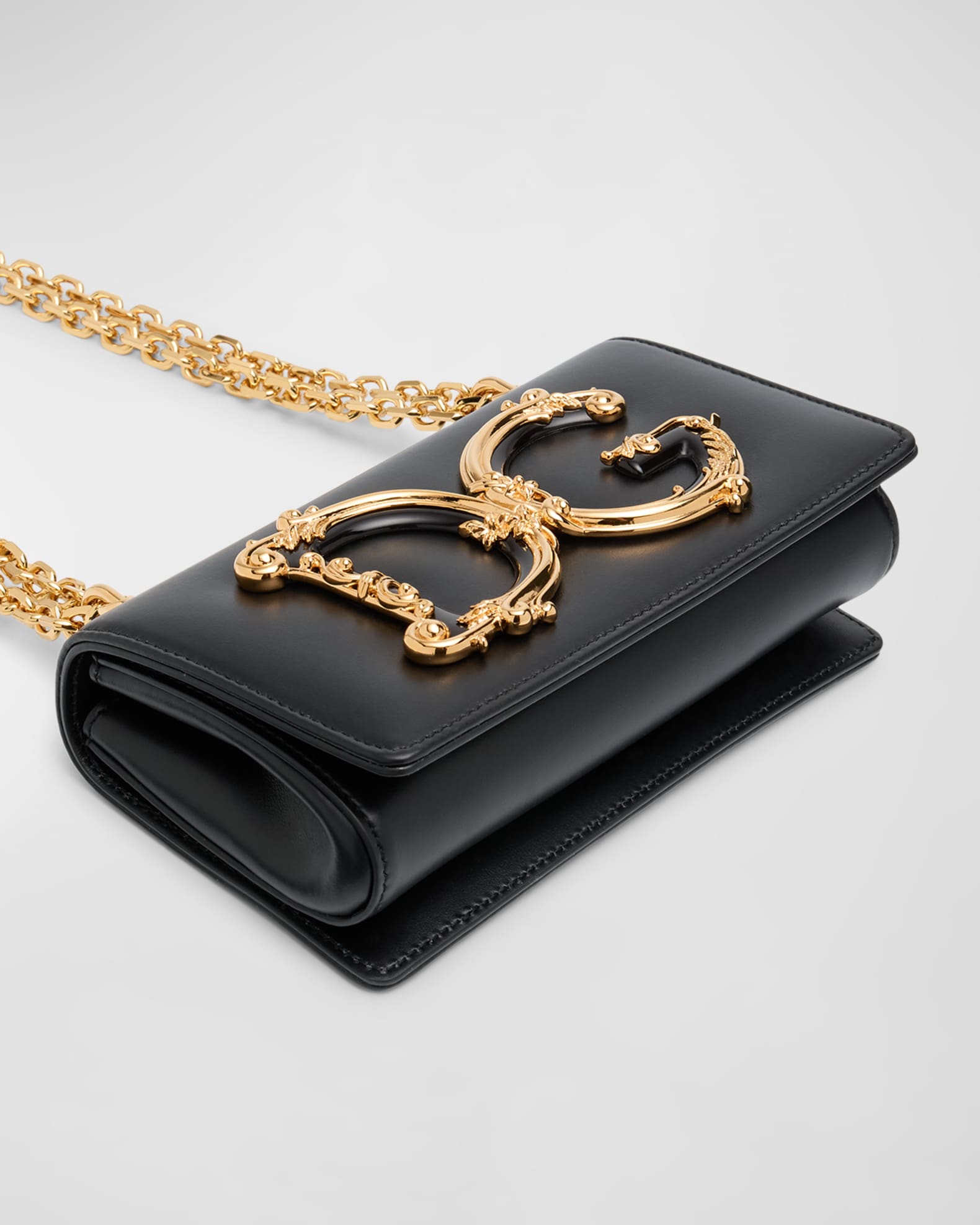 Dolce&Gabbana Barocco Phone Leather Crossbody Bag | Neiman Marcus