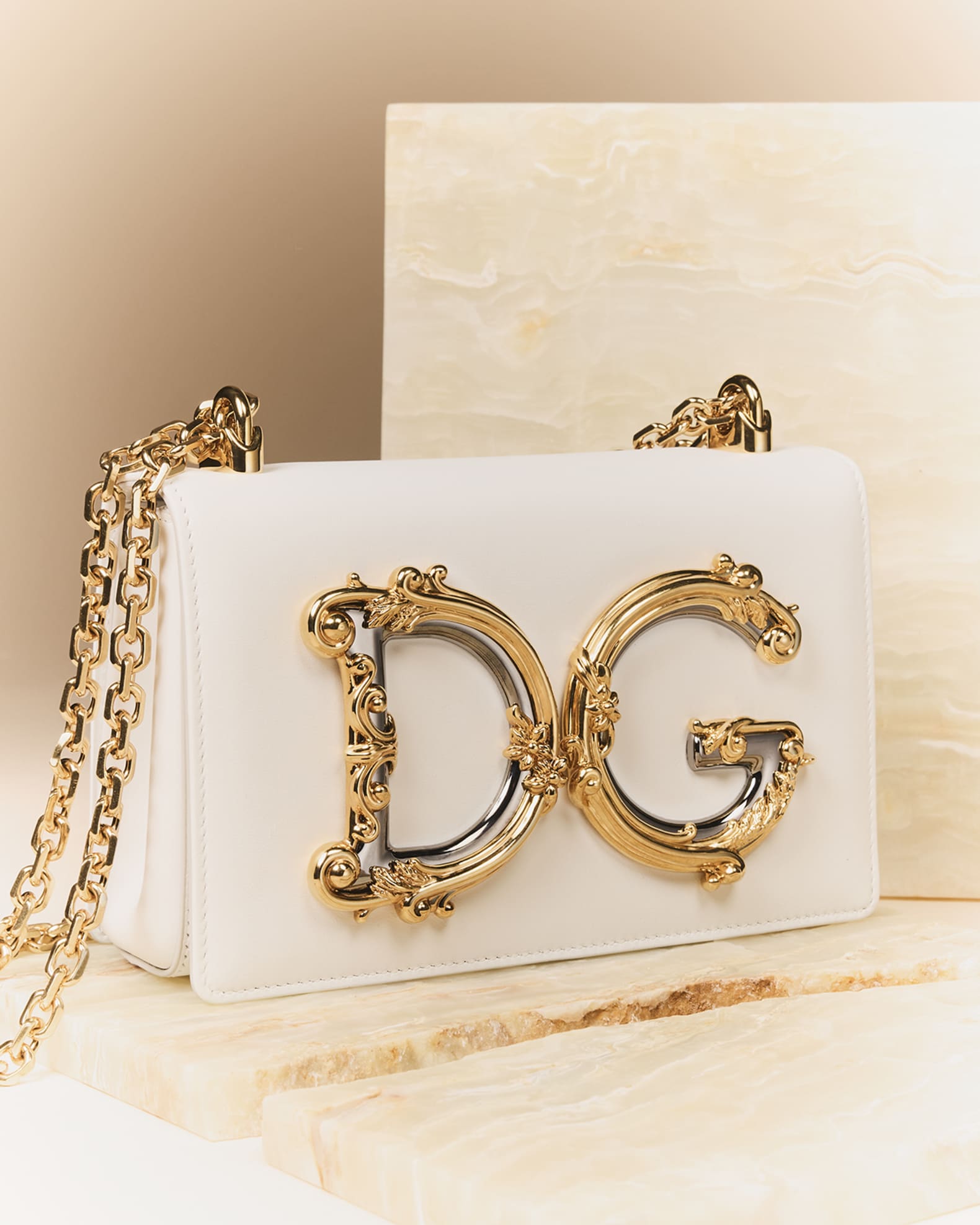 Dolce&Gabbana DG Girls Barocco Large Leather Crossbody Bag