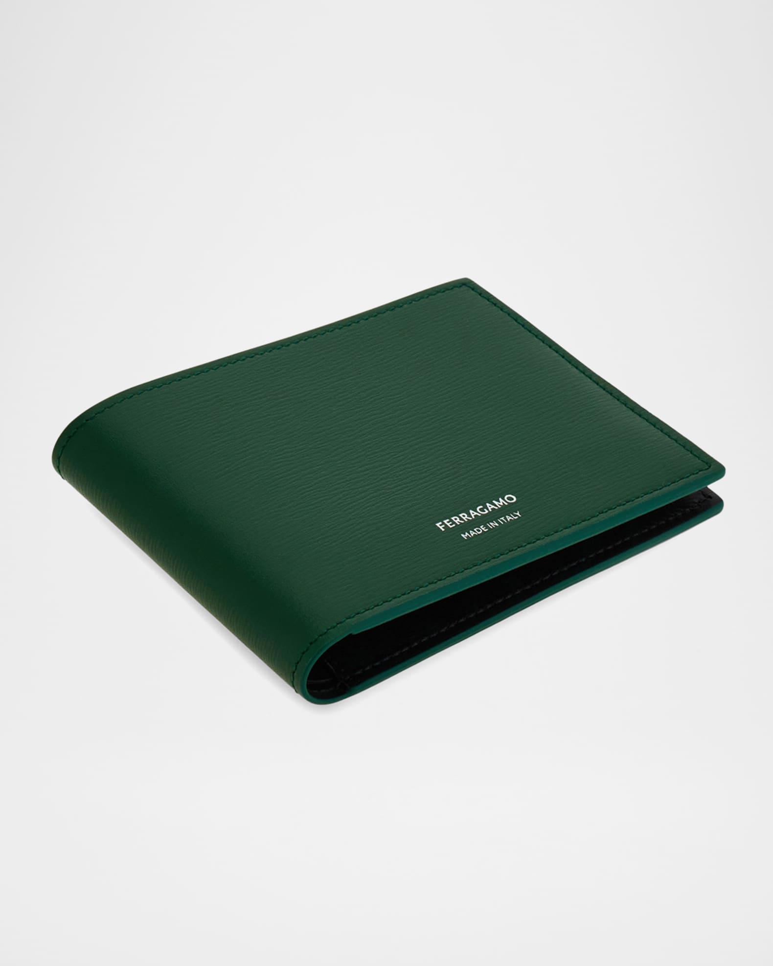 Ferragamo Embossed Logo Leather Bifold Wallet - Black