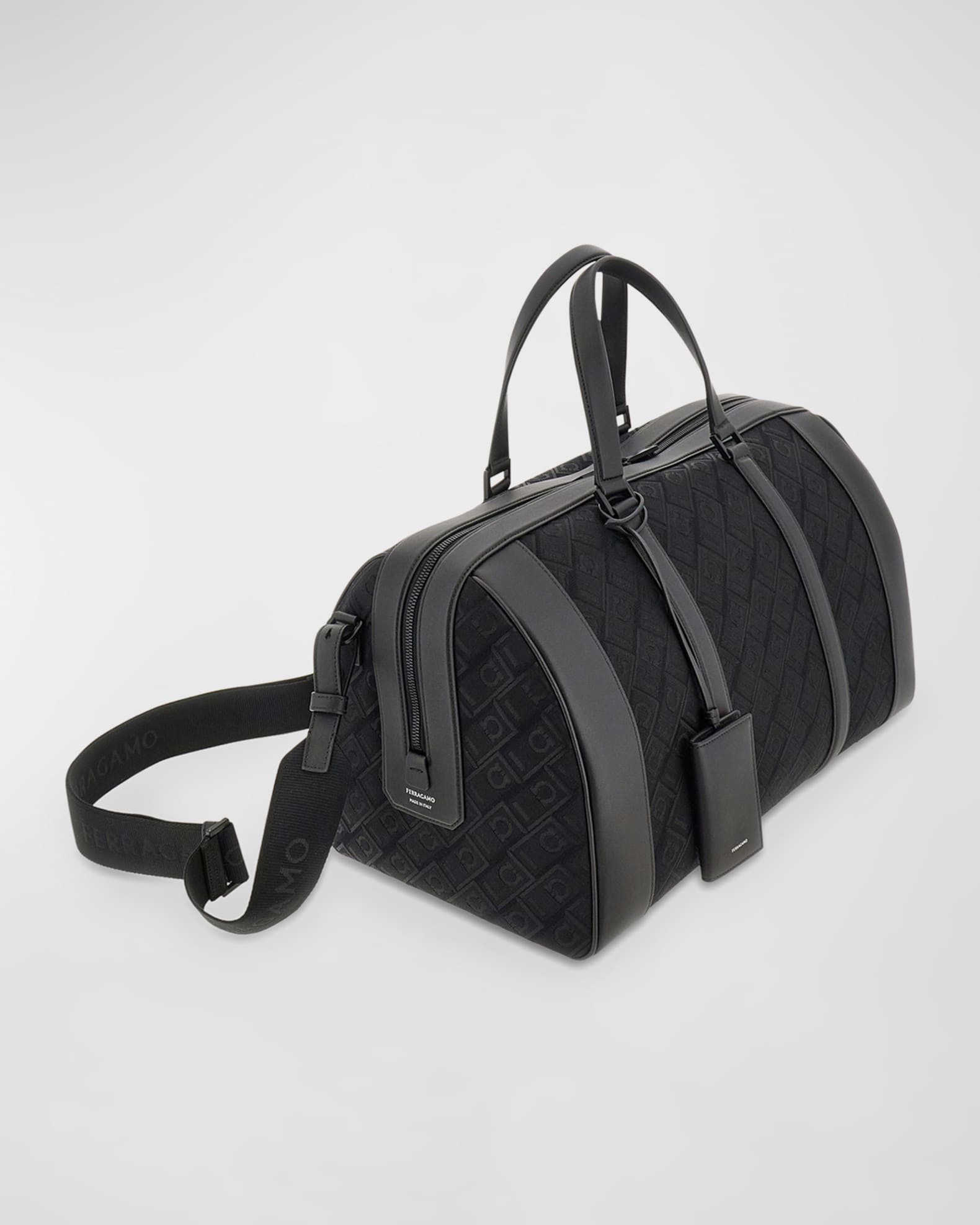 Ferragamo Men s Jacquard and Leather Duffel Bag Neiman Marcus