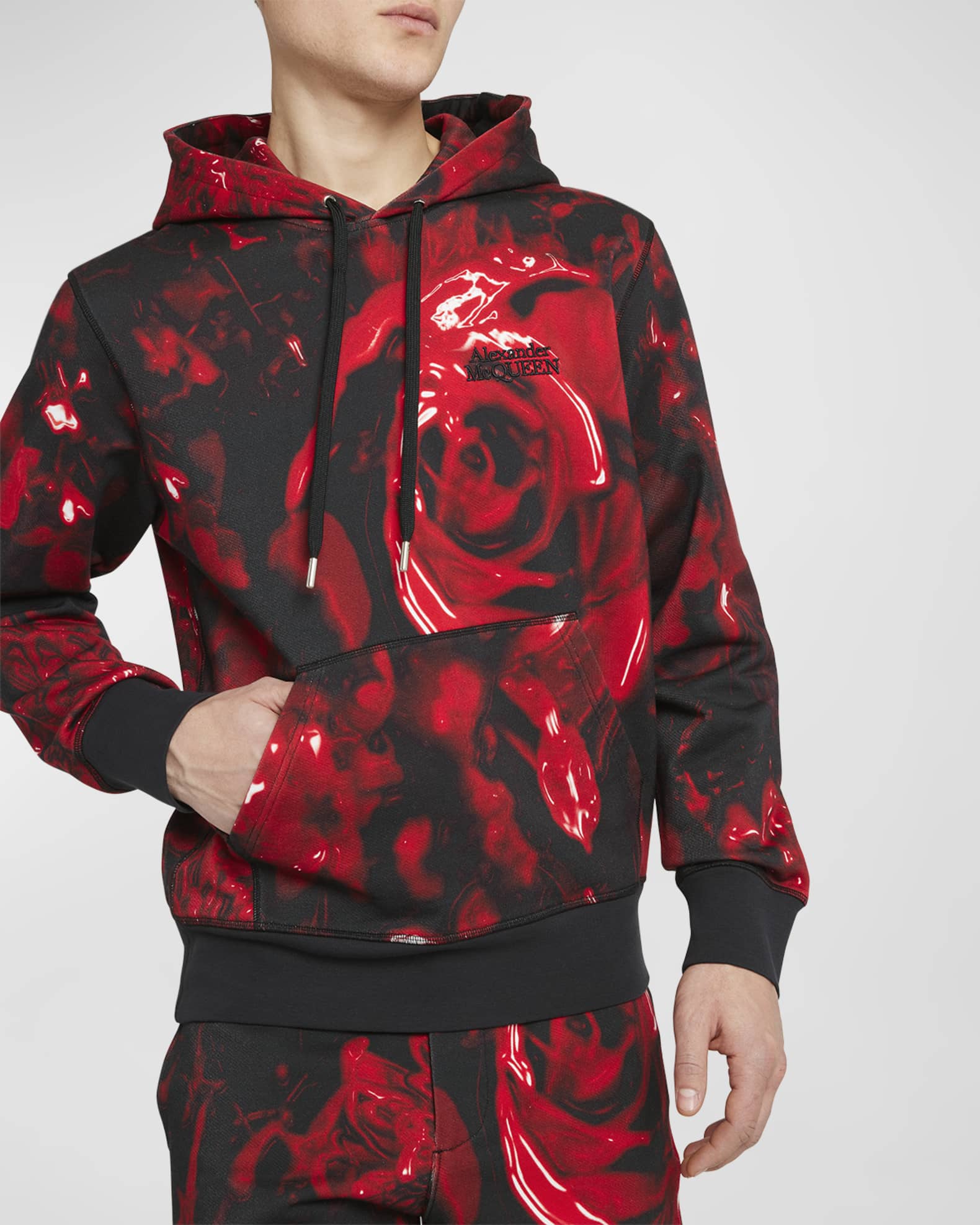 Alexander McQueen Men s Floral Print Hoodie Neiman Marcus