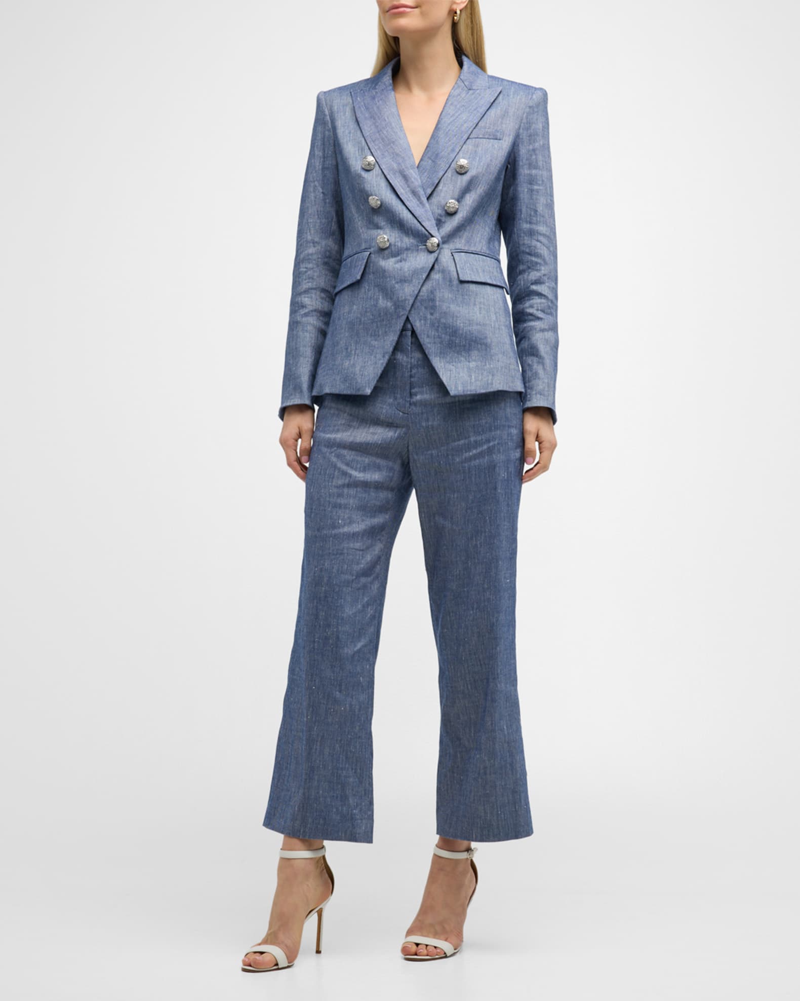 Double-Breasted Melange Suit Neiman Marcus