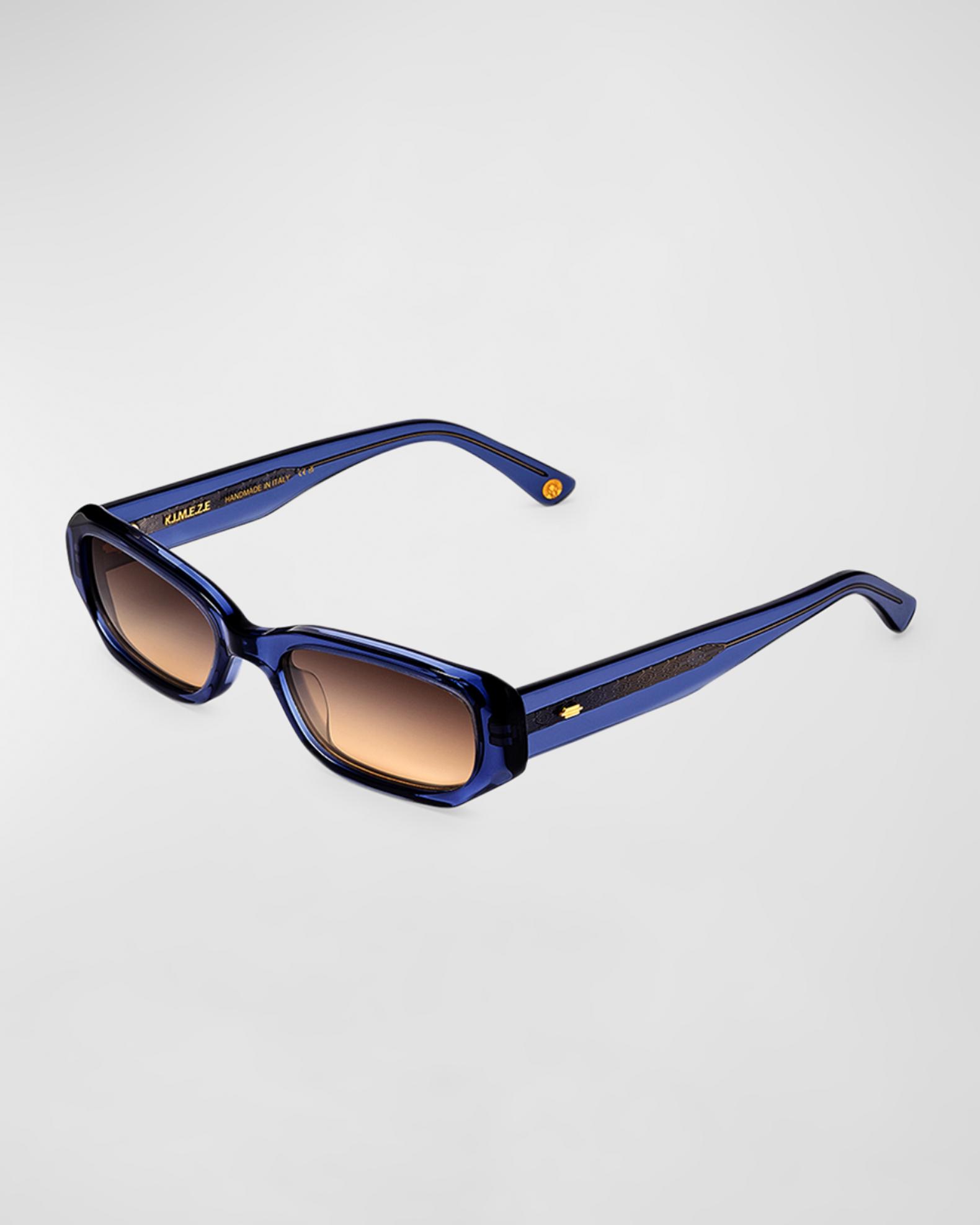 KIMEZE Ore Blue Acetate Rectangle Sunglasses | Neiman Marcus