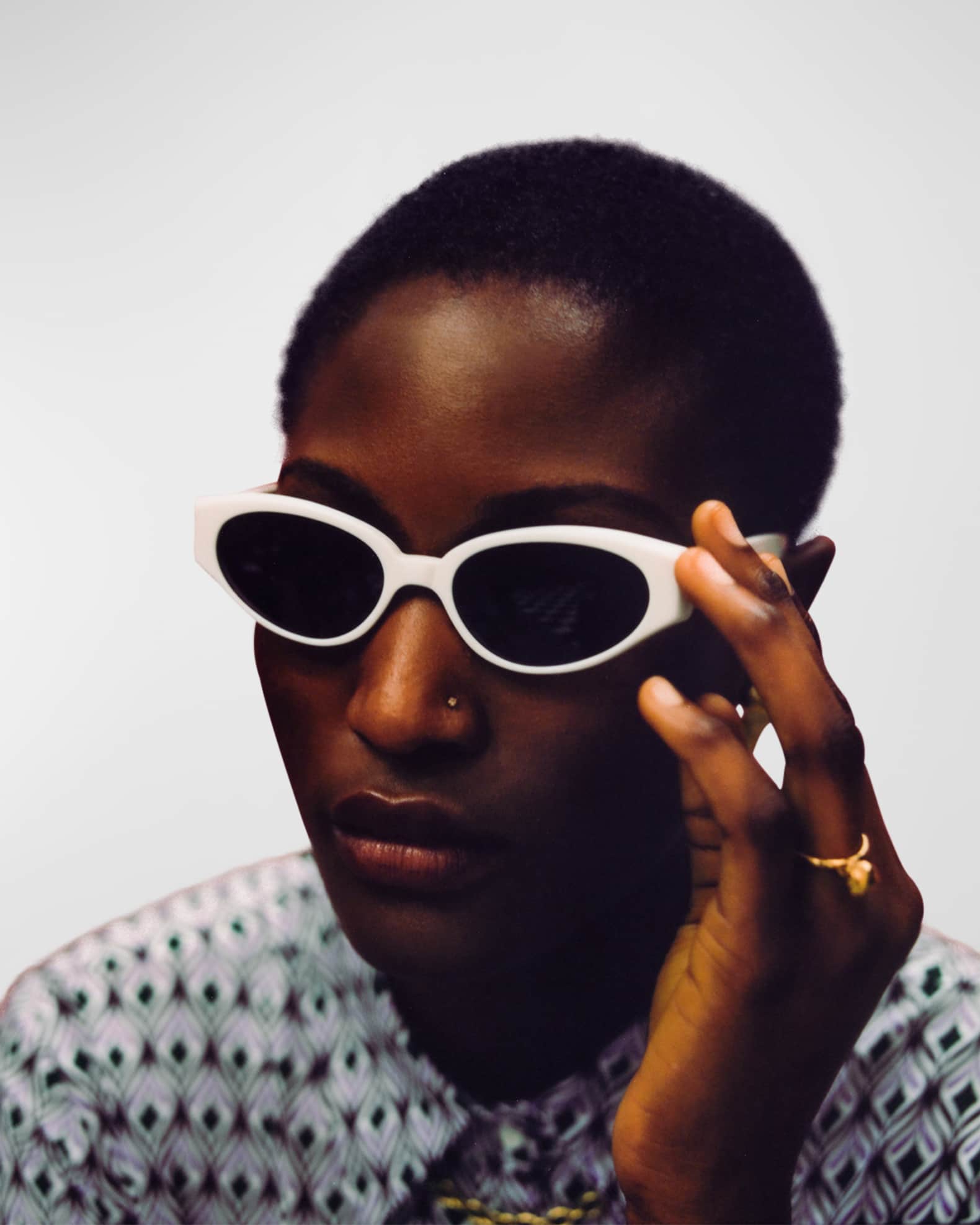 Gabriel White Acetate Cat-Eye Sunglasses  1