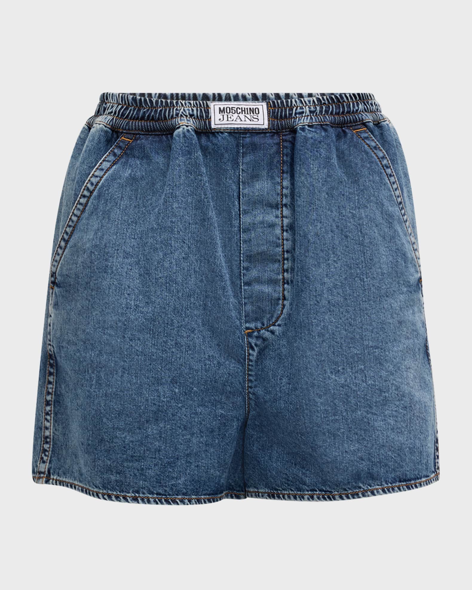 Moschino patch-detail leather shorts - Black