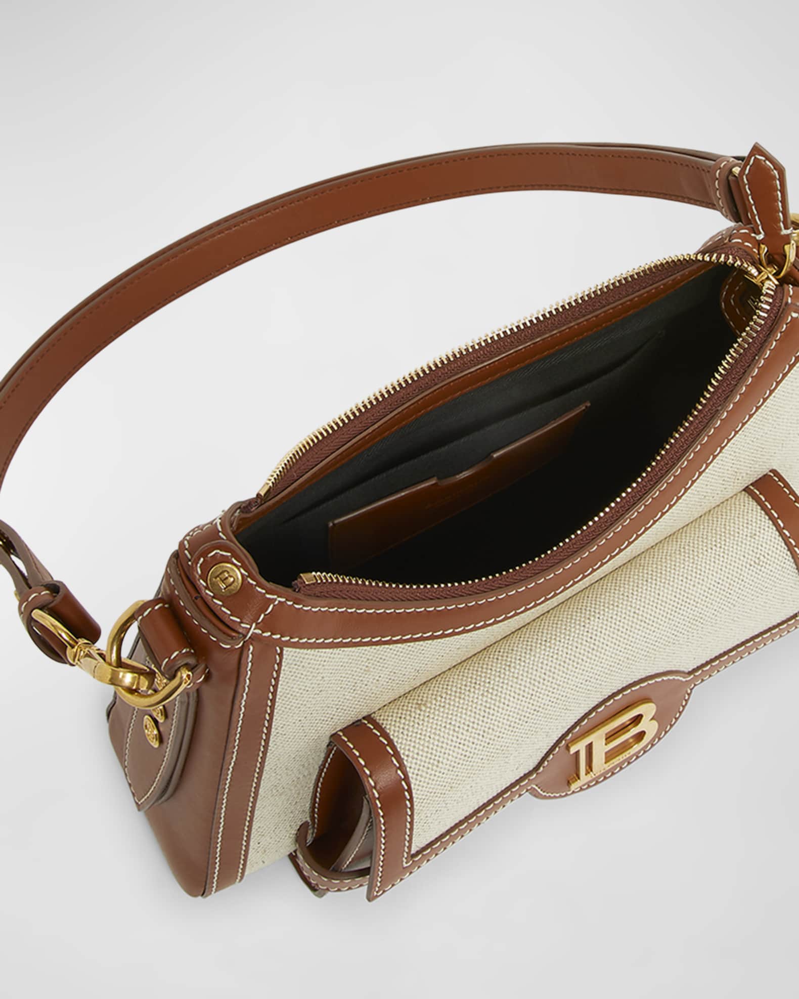 Balmain BBuzz Hobo Bag in Canvas and Leather | Neiman Marcus