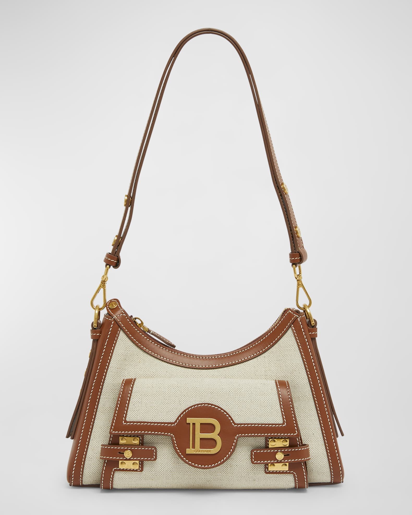 【関税＆送料込み】Balmain B-Buzz Hobo Bags Balmain BBuzz Hobo Bag in Canvas and Leather | Neiman Marcus