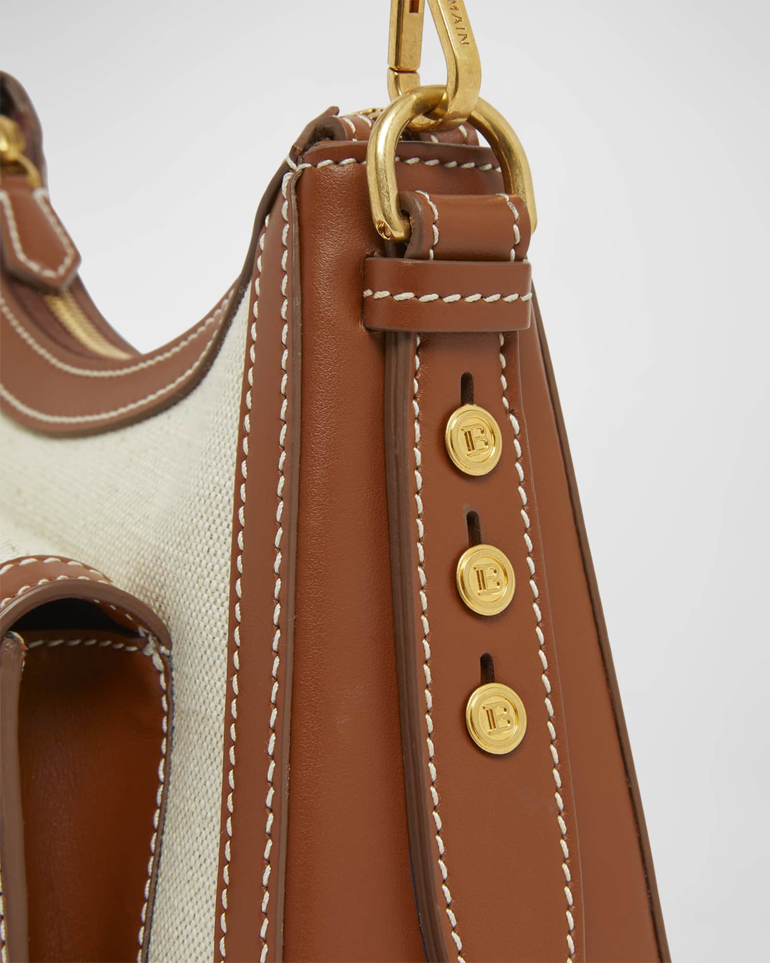 Balmain BBuzz Hobo Bag in Canvas and Leather | Neiman Marcus