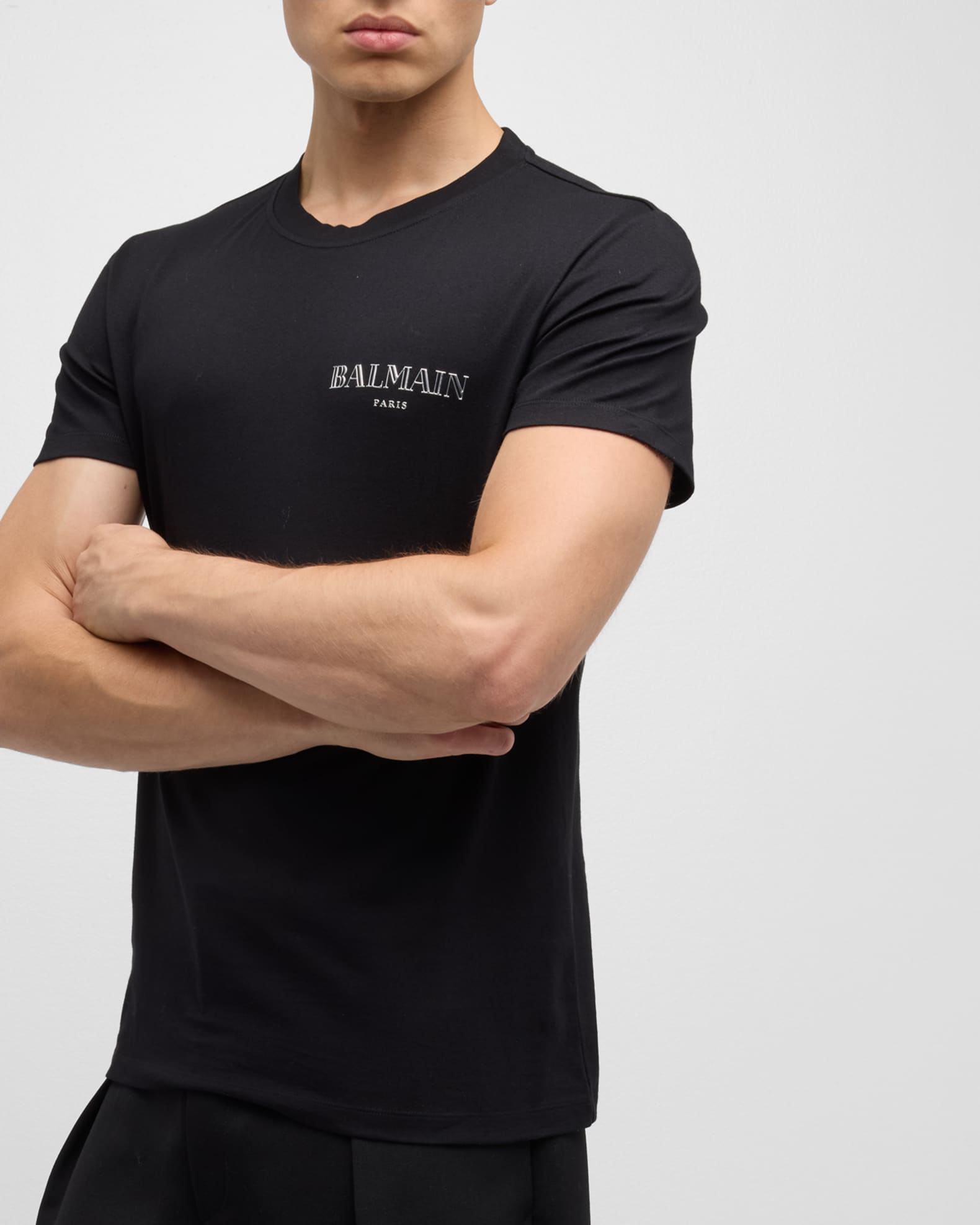 Tシャツ・カットソー Balmain Vintage Logo T-Shirt Balmain Men's Metallic Vintage Logo T-Shirt | Neiman Marcus
