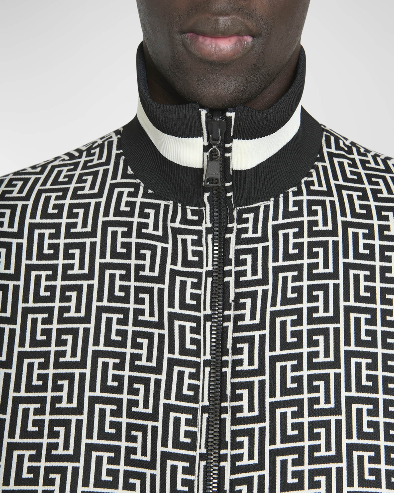 Balmain Men's Reversible Monogram Jacquard Bomber Jacket