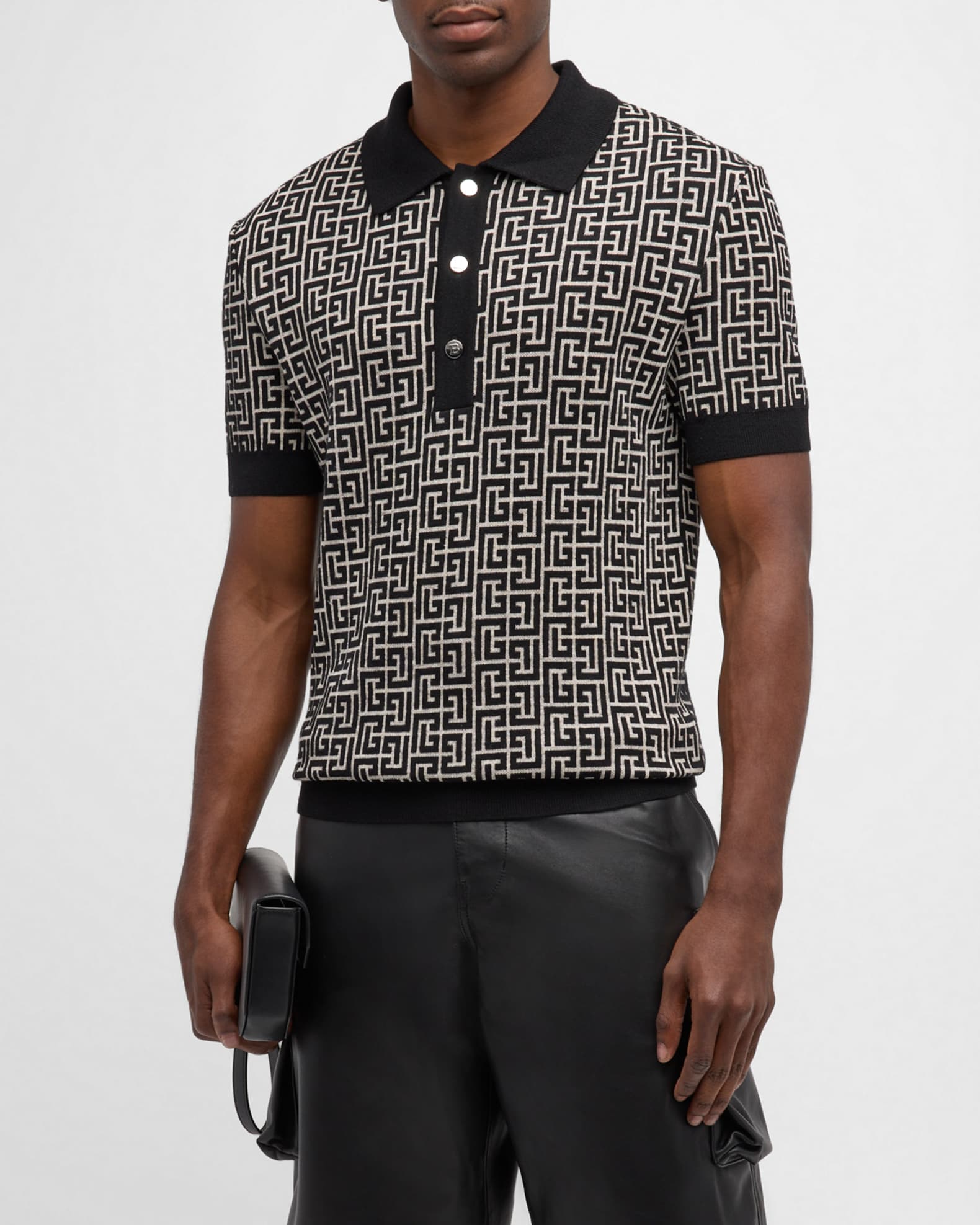 Tシャツ・カットソー BALMAIN FW24 'Monogram' polo shirt (DH1GB000JB82 0FA) Balmain Monogram Polo Shirt size XXL | eBay