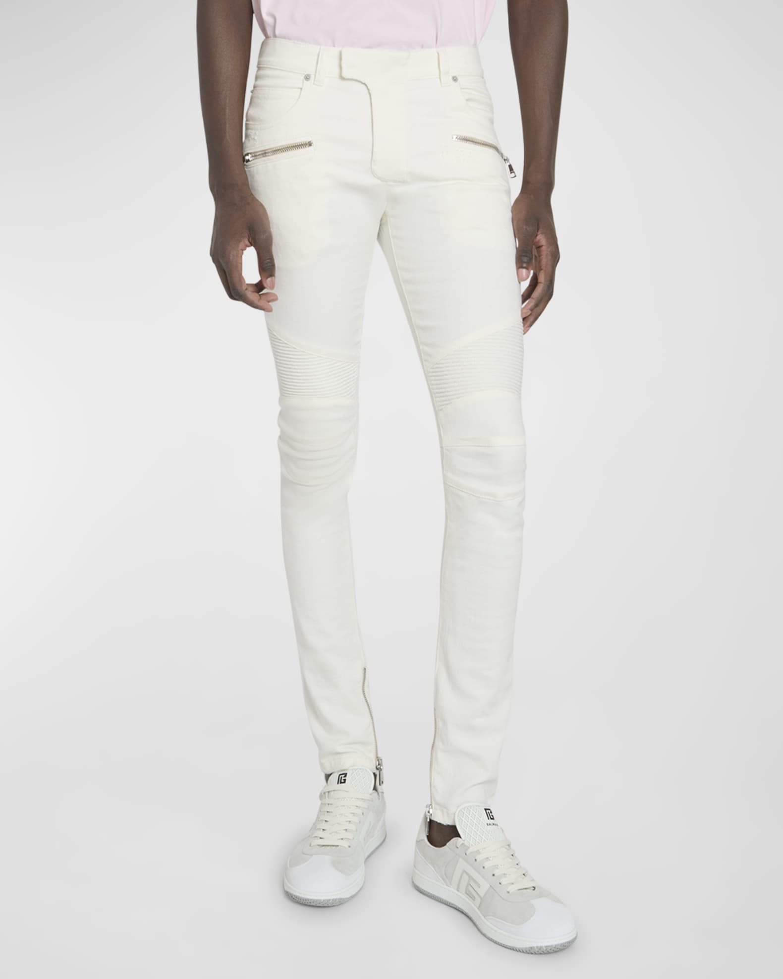 White skinny biker jeans mens hot sale