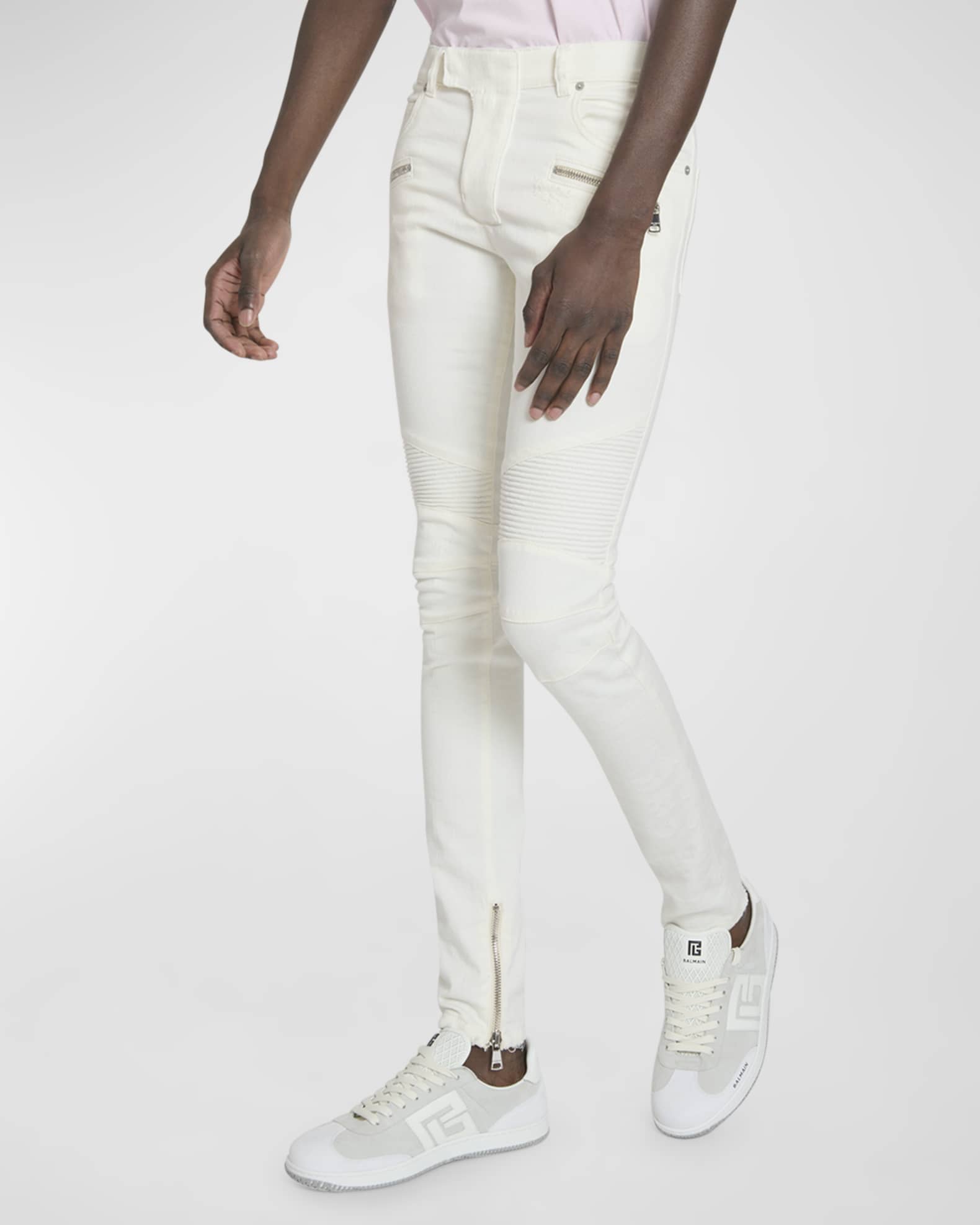White skinny biker jeans mens best sale