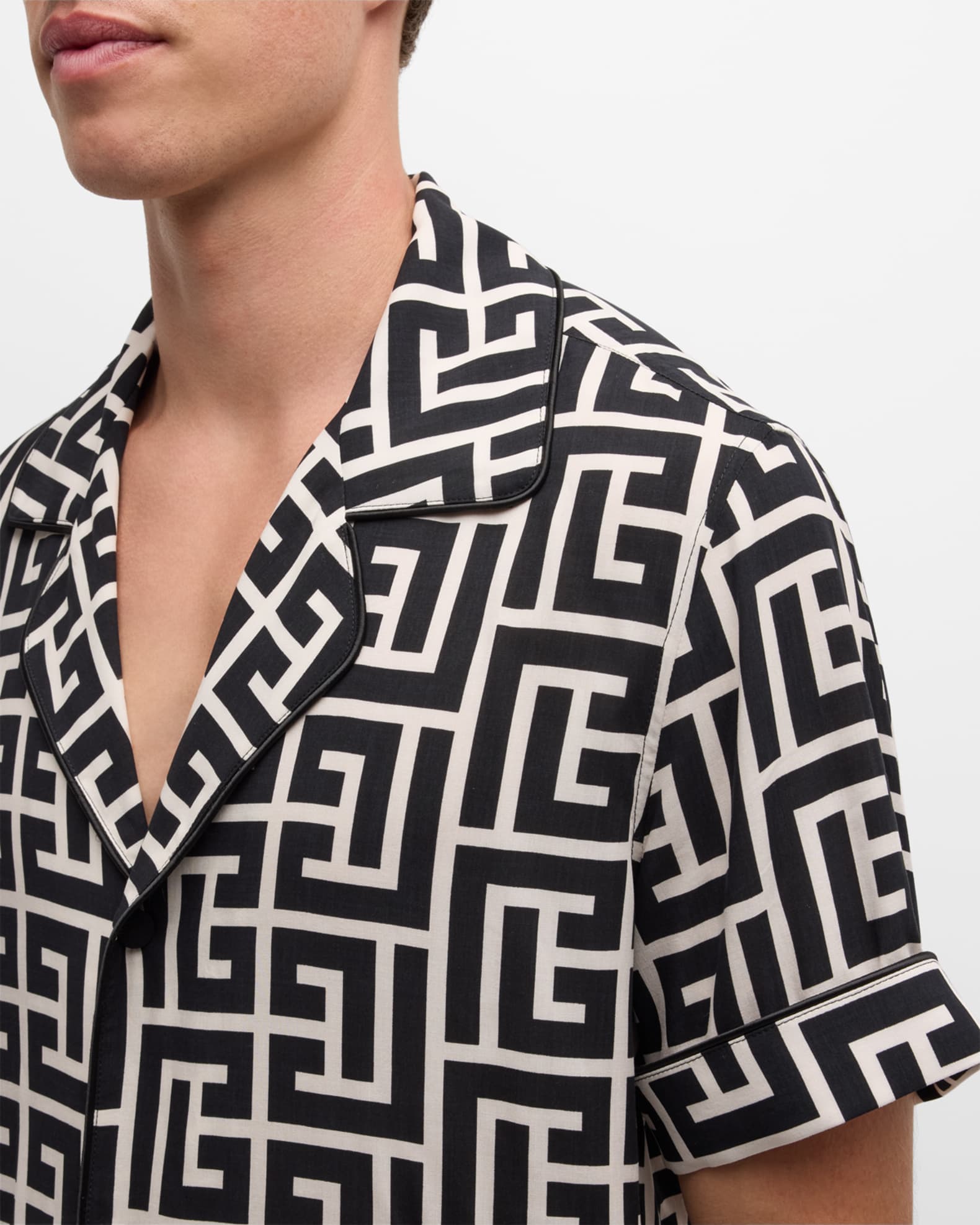 Balmain Men's Monogram Pajama Shirt | Neiman Marcus