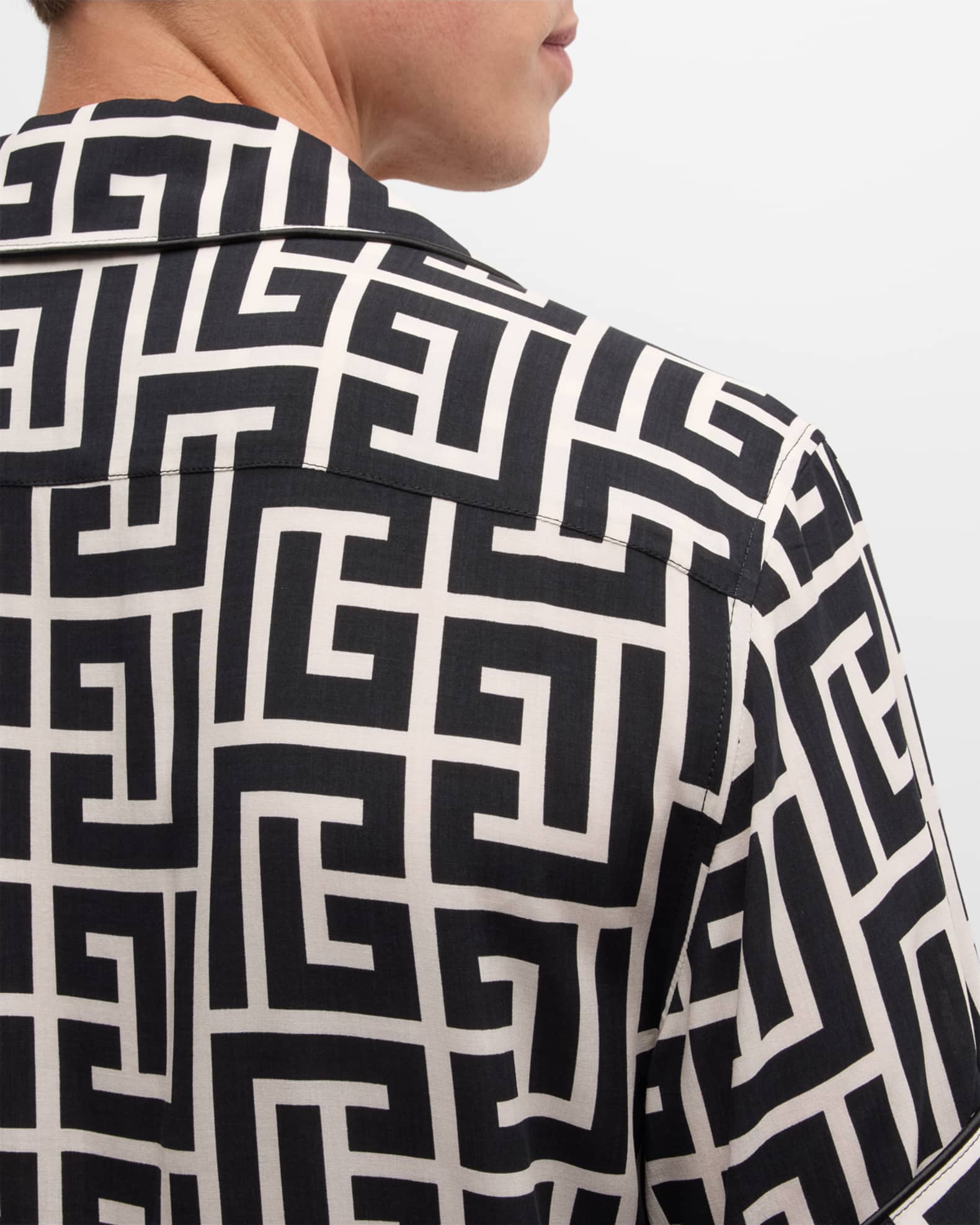 Balmain Men's Monogram Pajama Shirt | Neiman Marcus