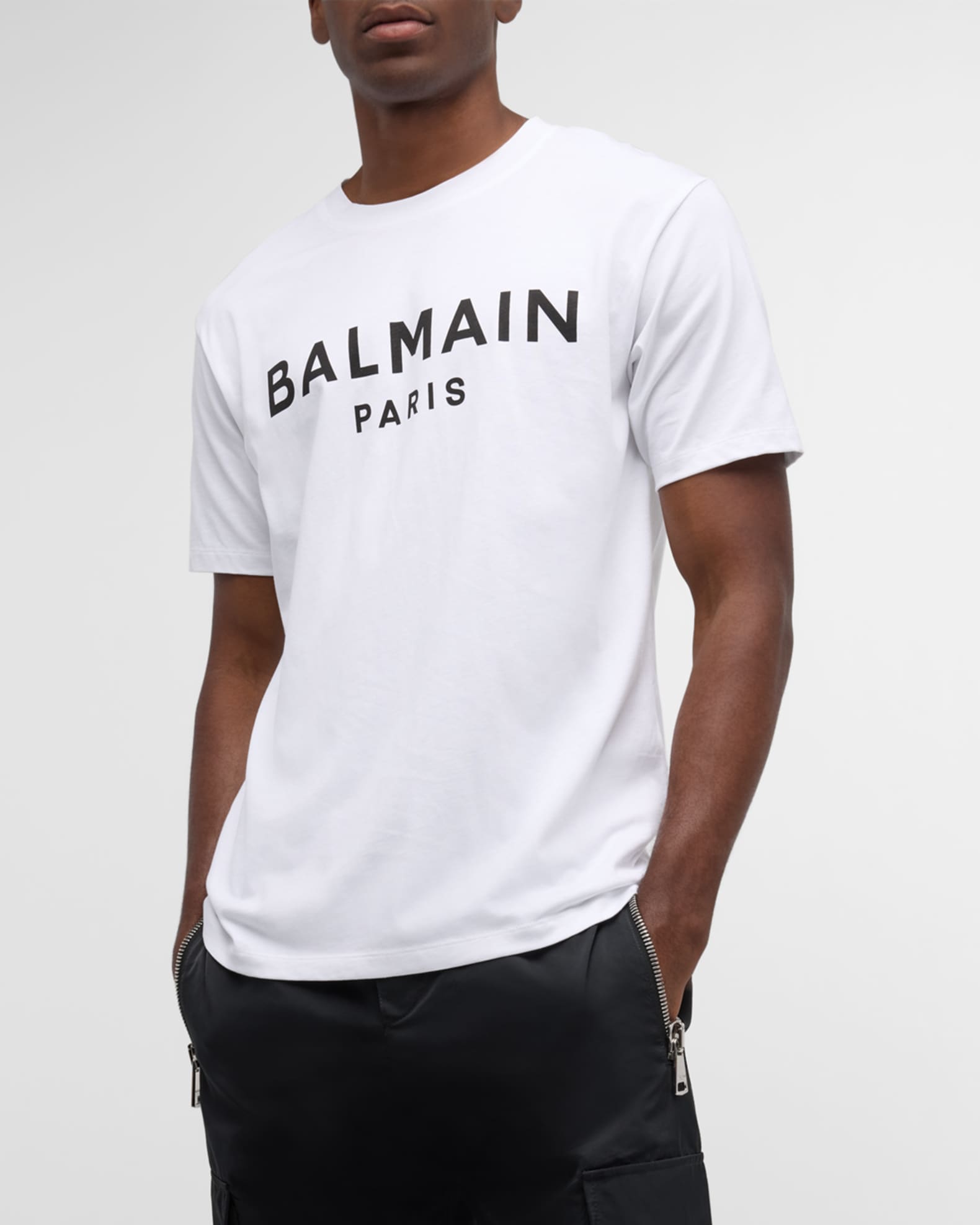 BALMAIＮ HOMME バルマンオム　クラッシュウォッシュ加工Tシャツ 白 BALMAIN HOMME バルマンオム クラッシュウォッシュ加工Tシャツ 白