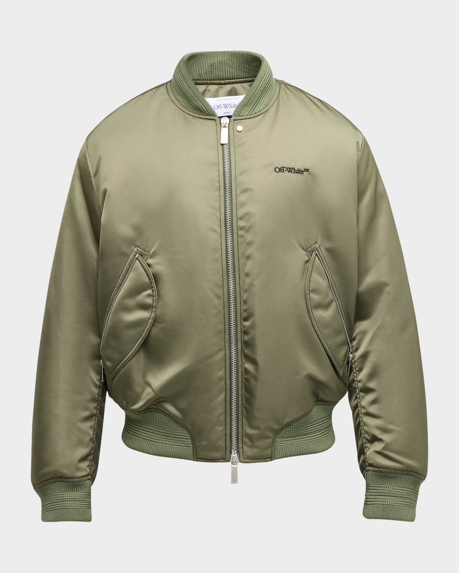 Off white leather bomber jacket shop