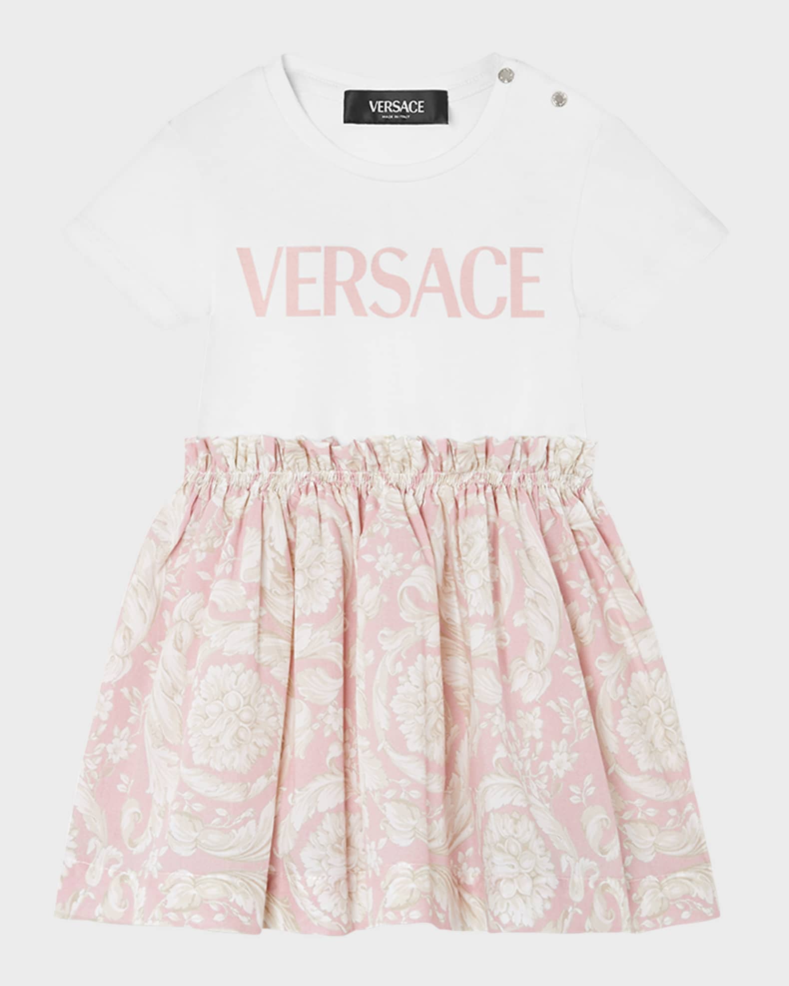  Girl's Logo-Print Combo Dress W/ Barocco Skirt, Size 9M-3 0