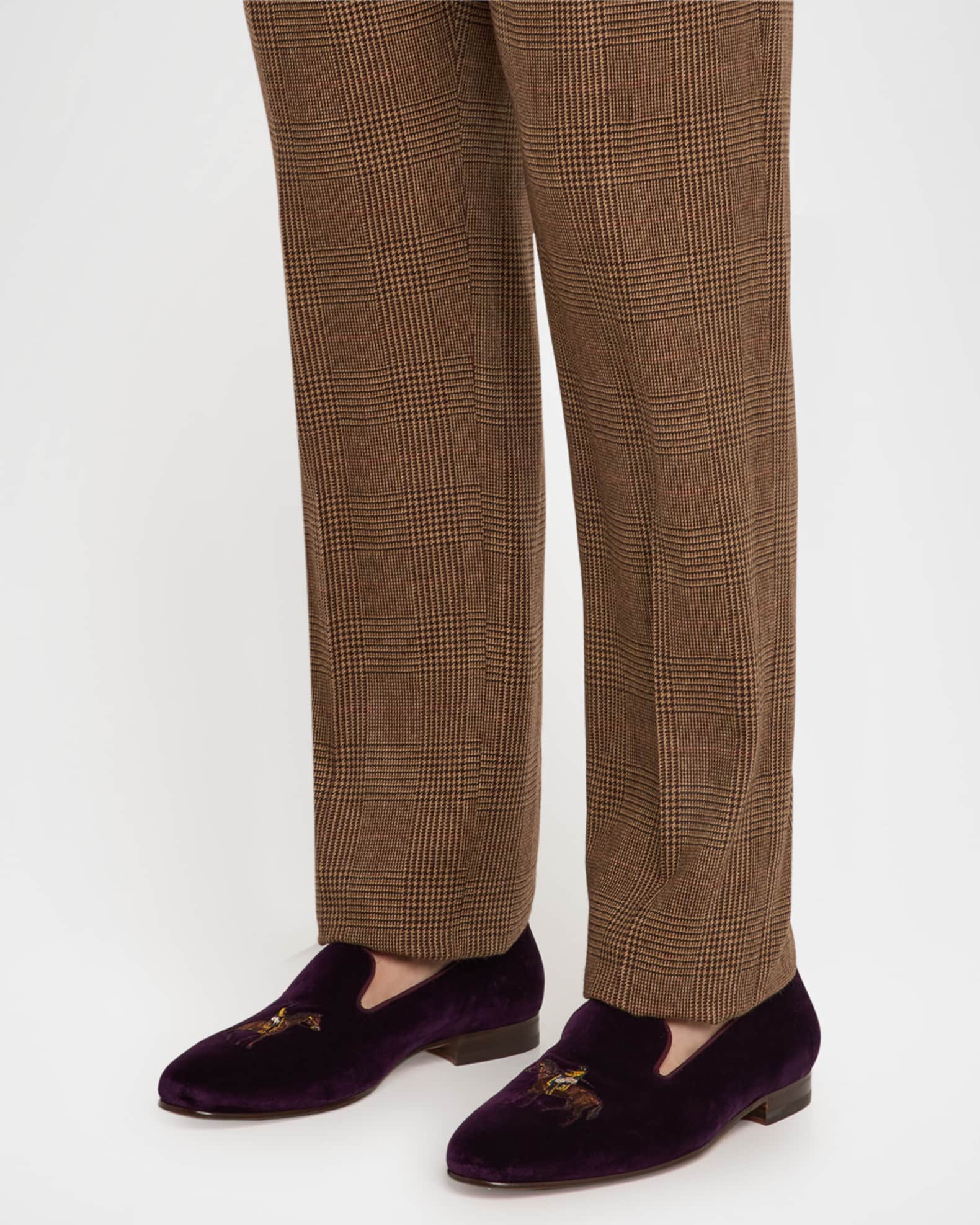 Men's Alonzo Embroidered Velvet Slippers - Thumbnail 2