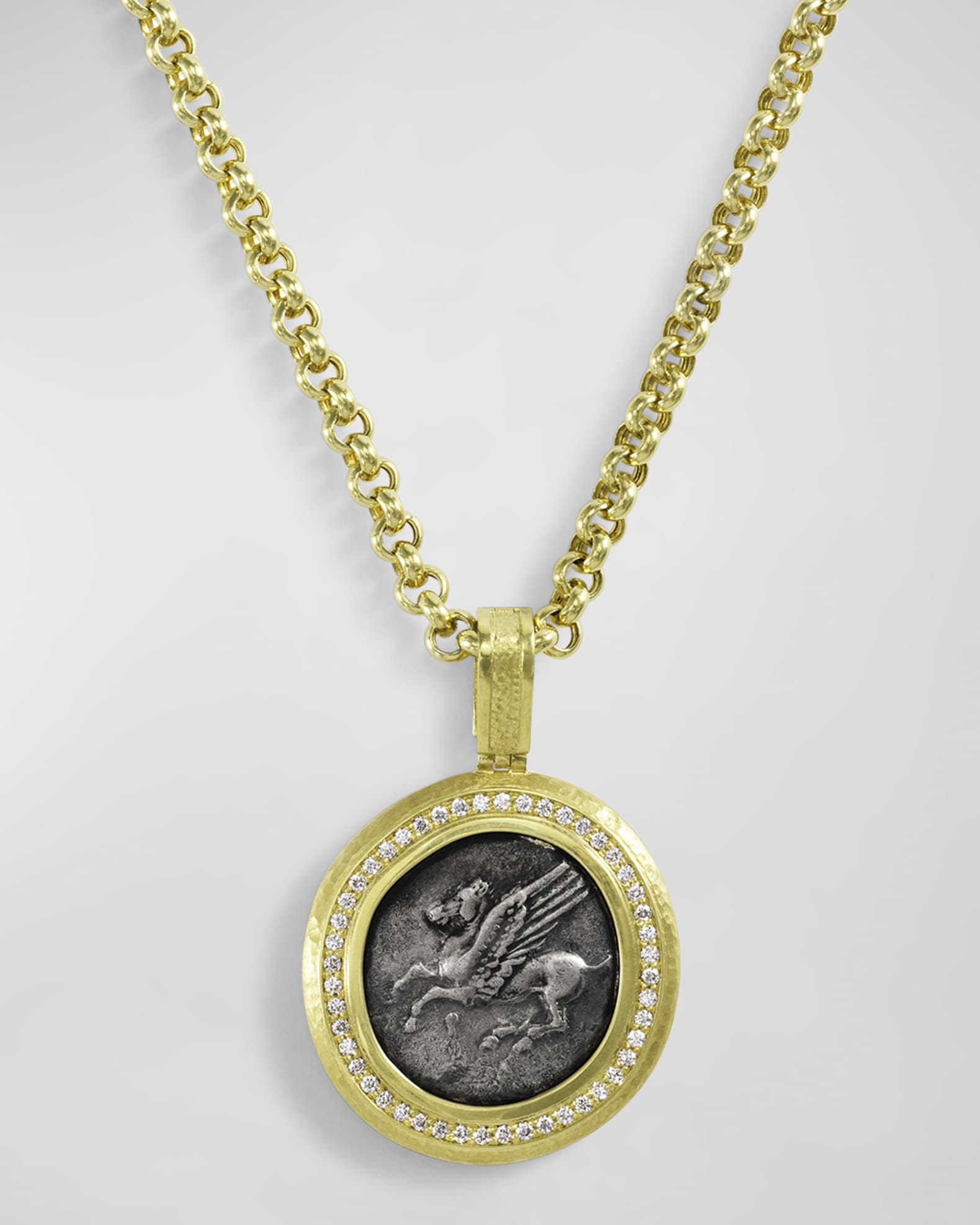 Men's 18K Gold Pegasus Coin and Diamond Pendant 0