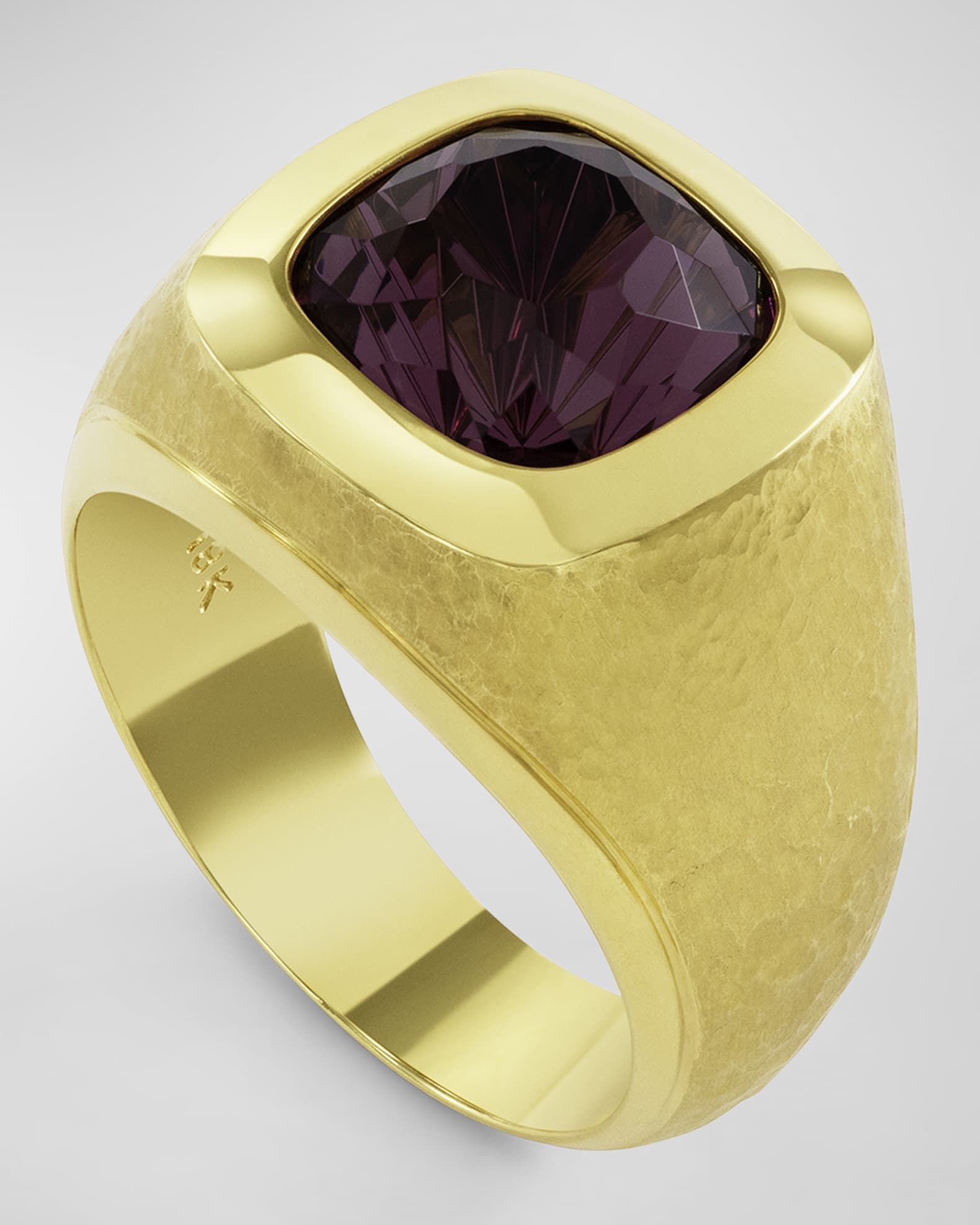 Men's 18K Yellow Gold Rhodolite Garnet Ring, Size 9.5 0