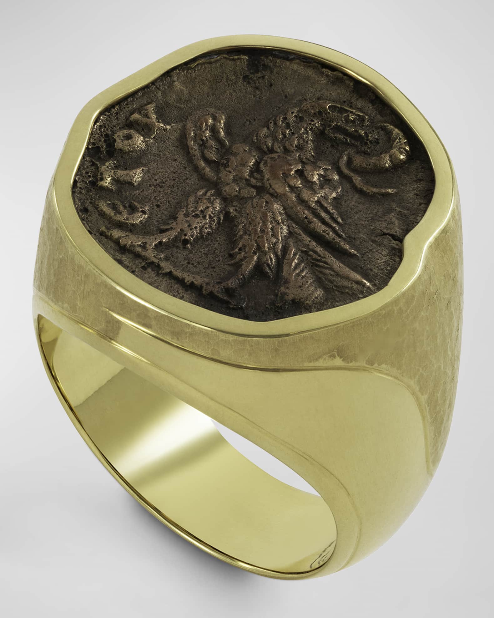 Jorge Adeler Men s 18K Yellow Gold Roman Eagle Coin Ring Size 9 Neiman Marcus