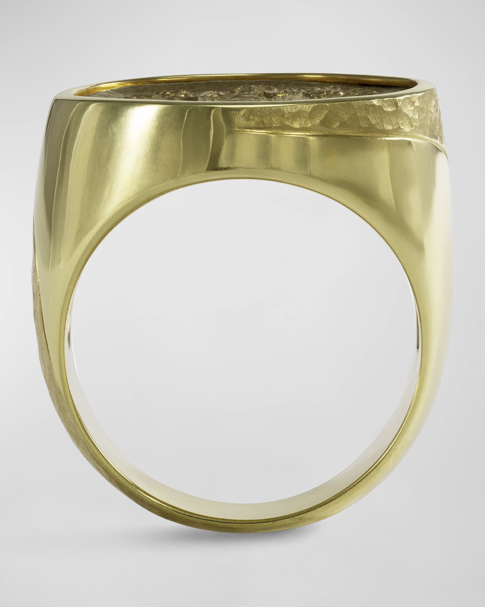 Men s 18K Gold Justinian Angel Coin Ring Size 10