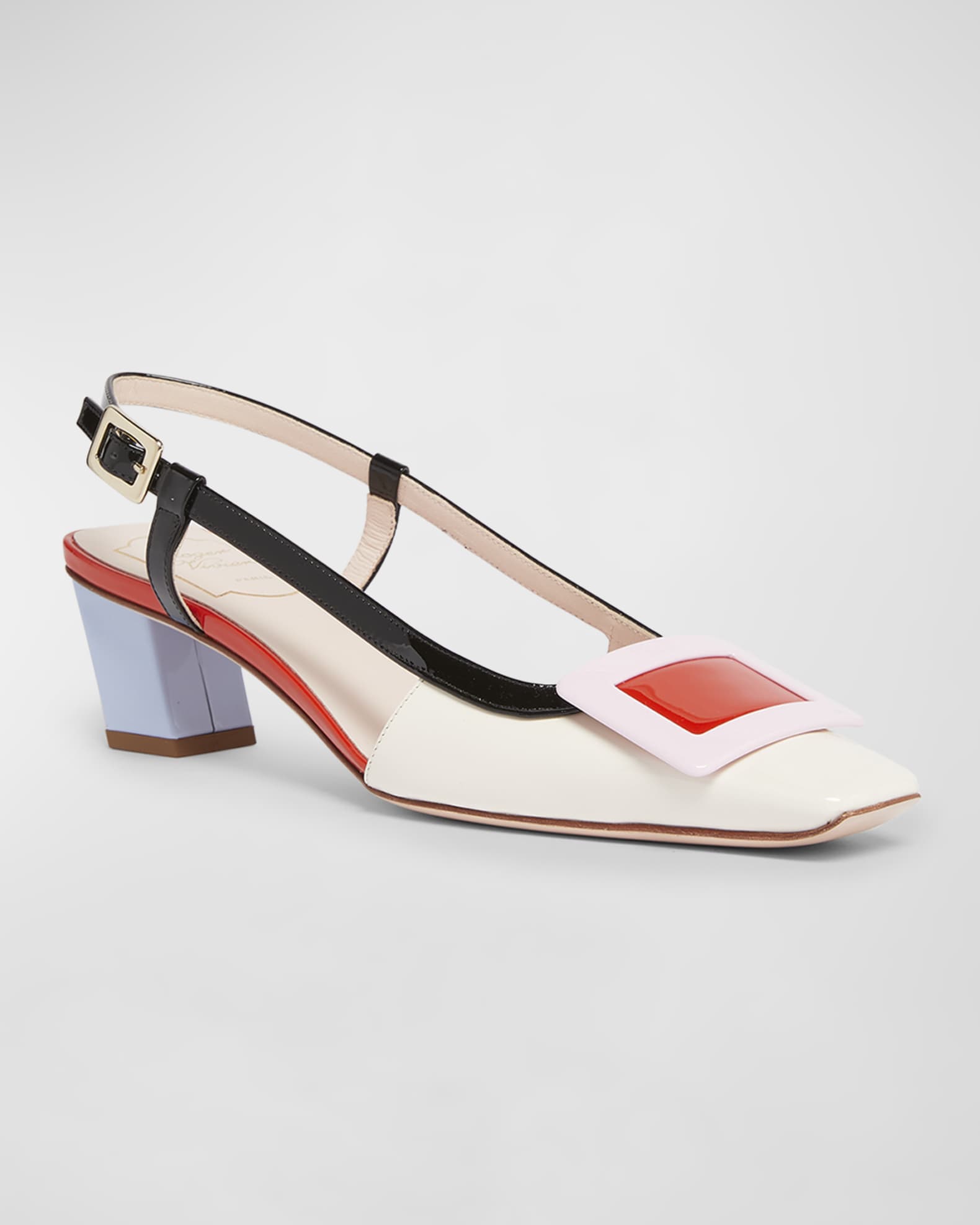 Belle Vivier Colorblock Patent Slingback Pumps 1