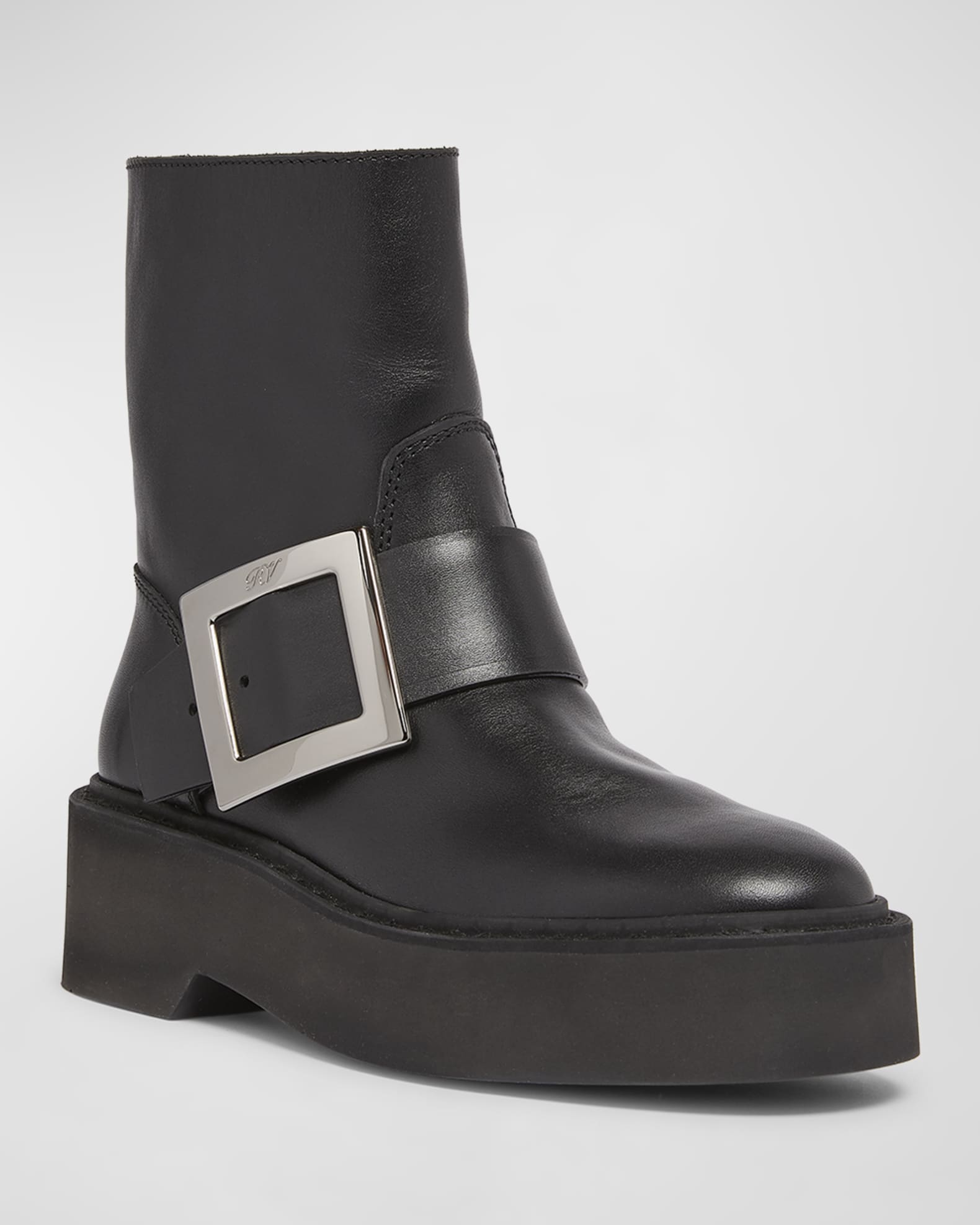Viv Rangers Leather Buckle Moto Boots 1