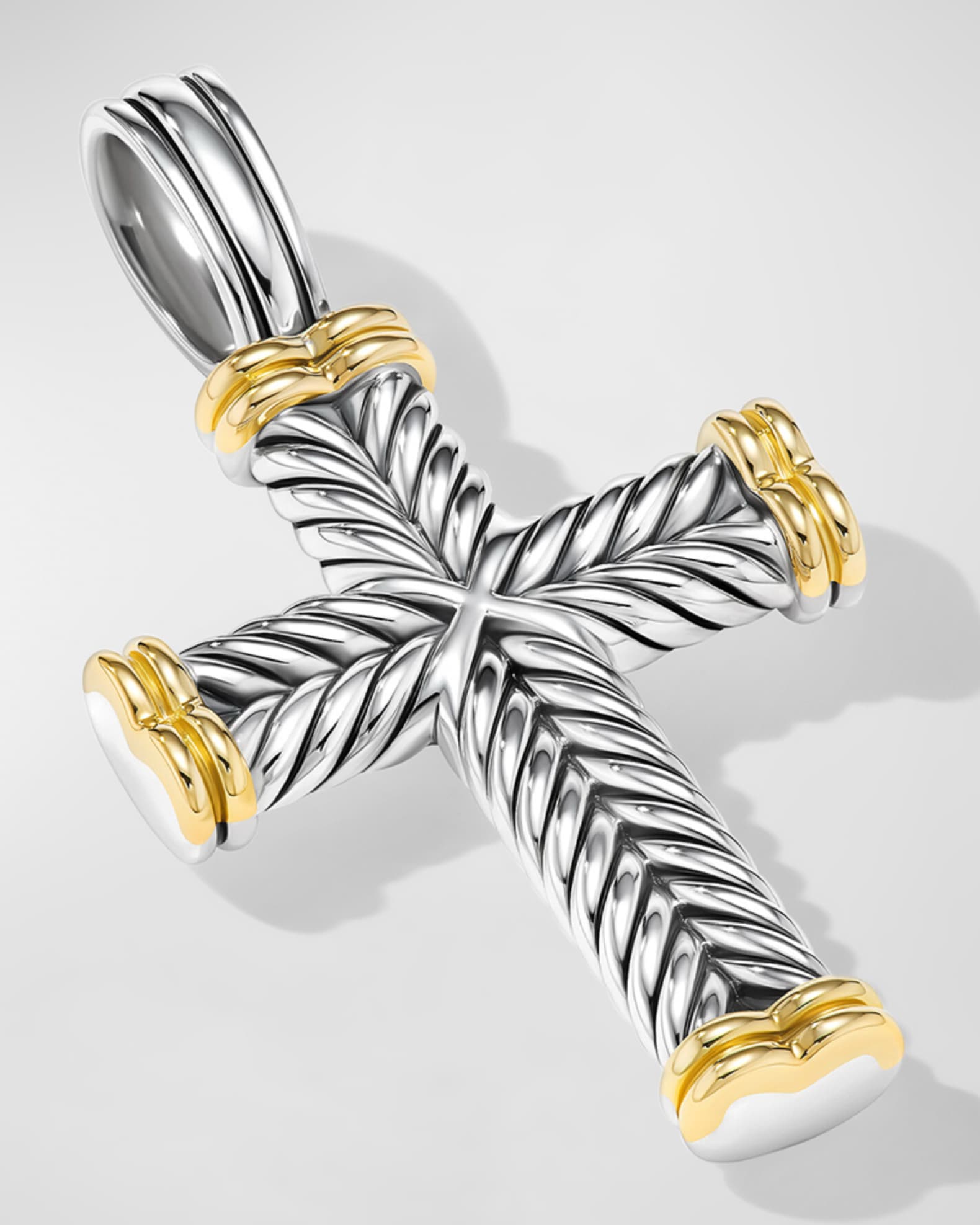 Men's Chevron Cross Pendant in Silver, 24mm 1