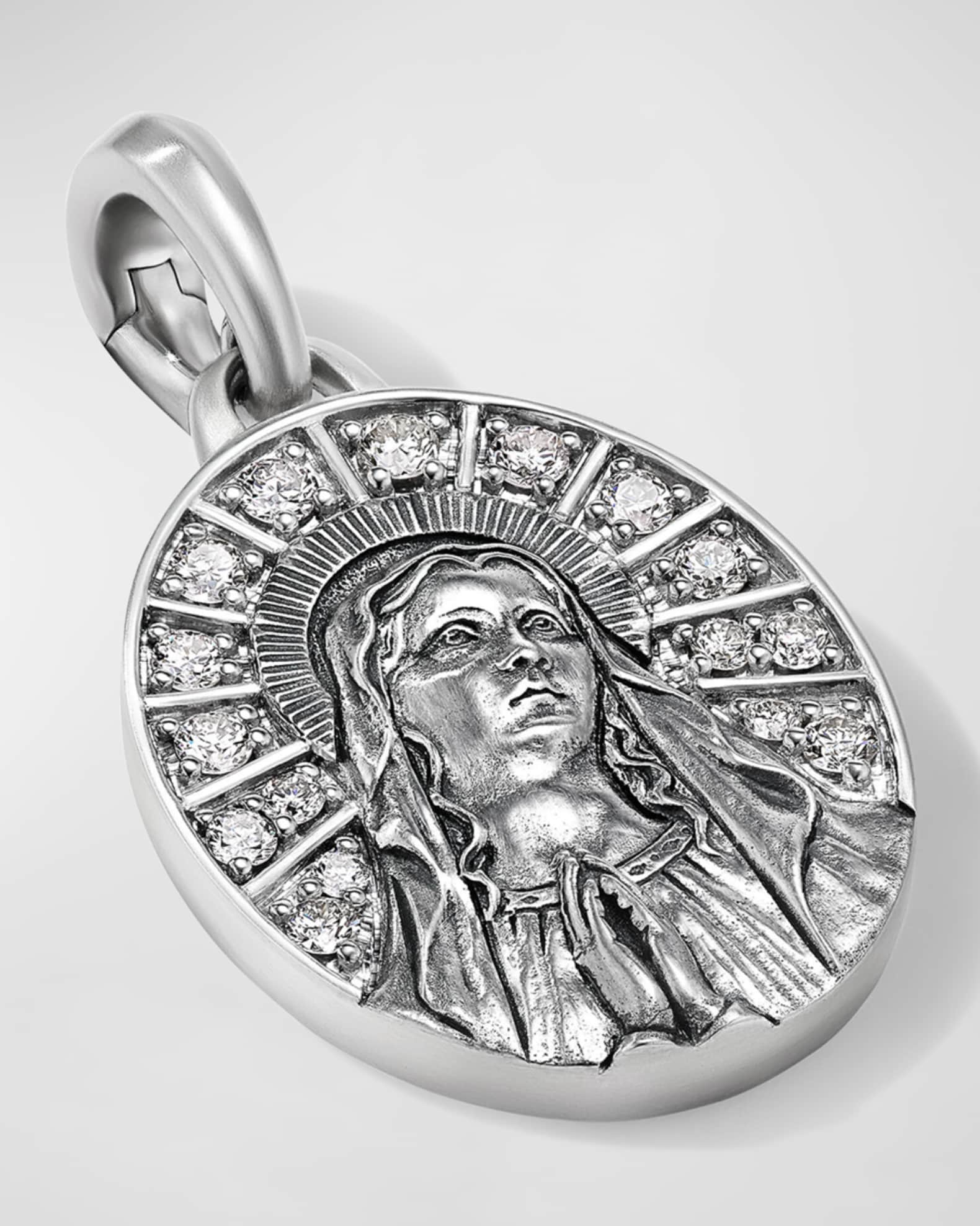Men's Mary Pendant in Silver, 30mm 1