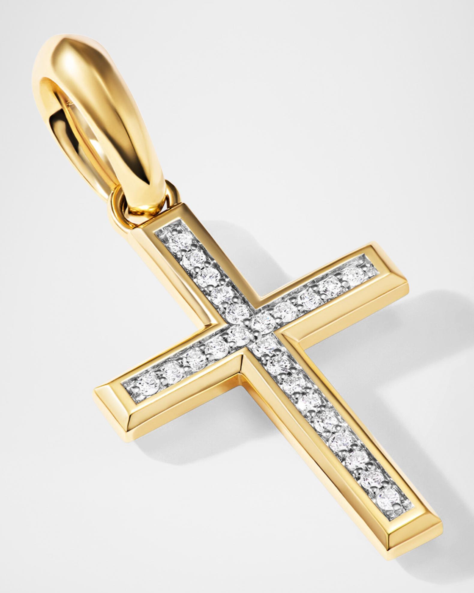 David Yurman Men's Cross Pendant in 18K Gold, 24mm | Neiman Marcus
